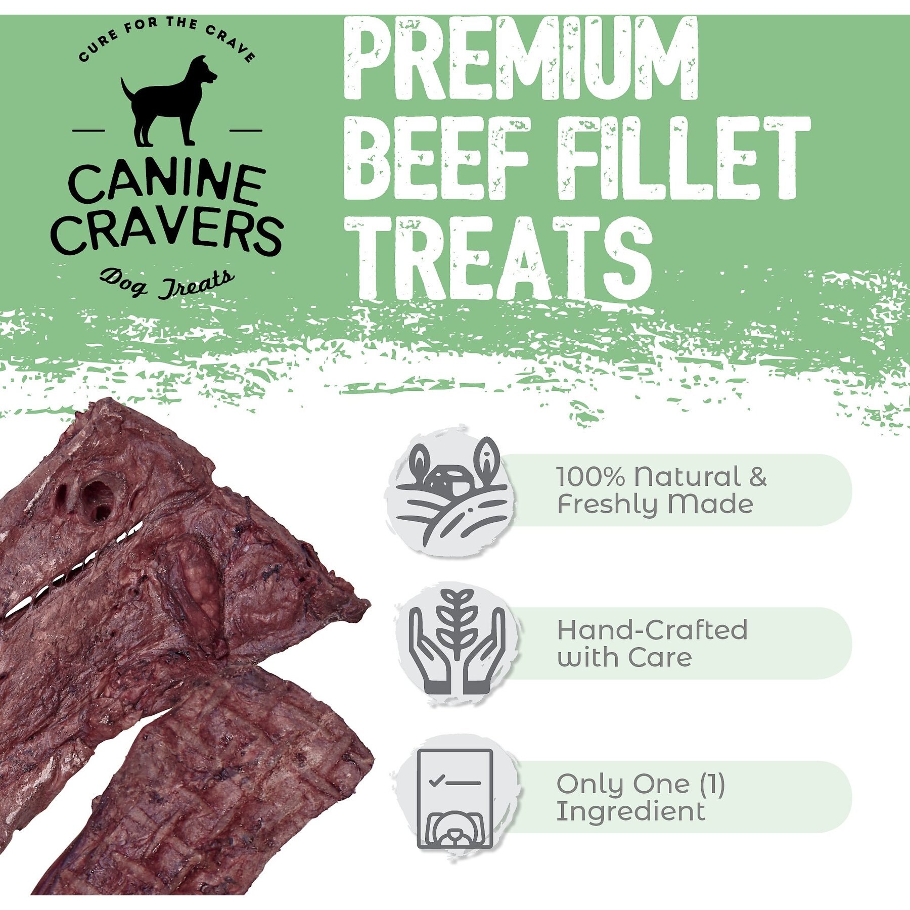 Canine Cravers Premium Beef Fillets Dehydrated Dog Treats, 5.3-oz pouch
