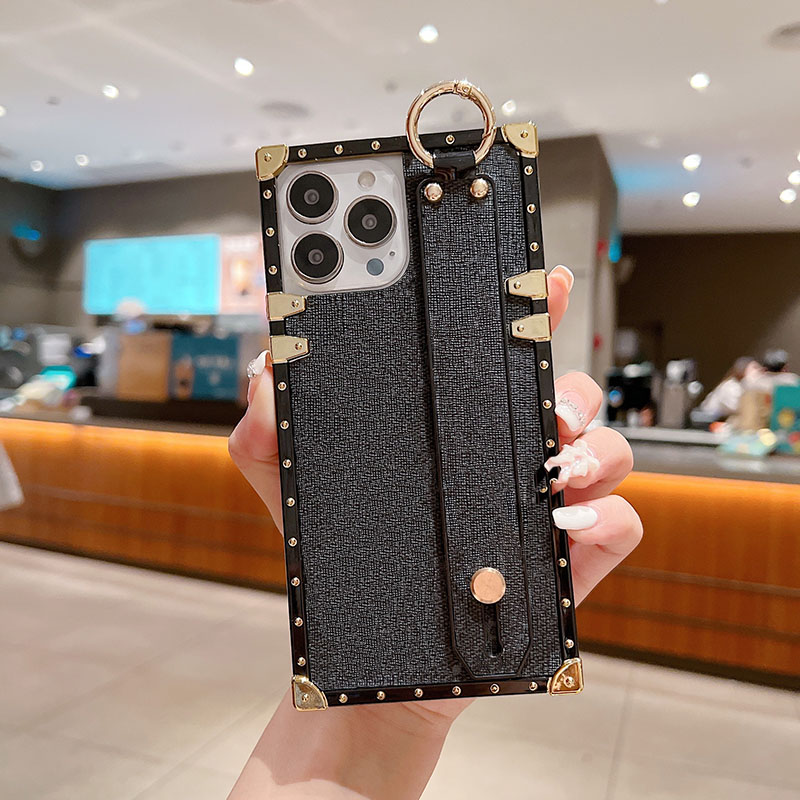 Coque de téléphone design avec dragonne pour Apple iPhone 17 16 15 14 Samsung Galaxy S25 S24 S23 Plus Note 20 Ultra luxe en cuir PU souple TPU ca