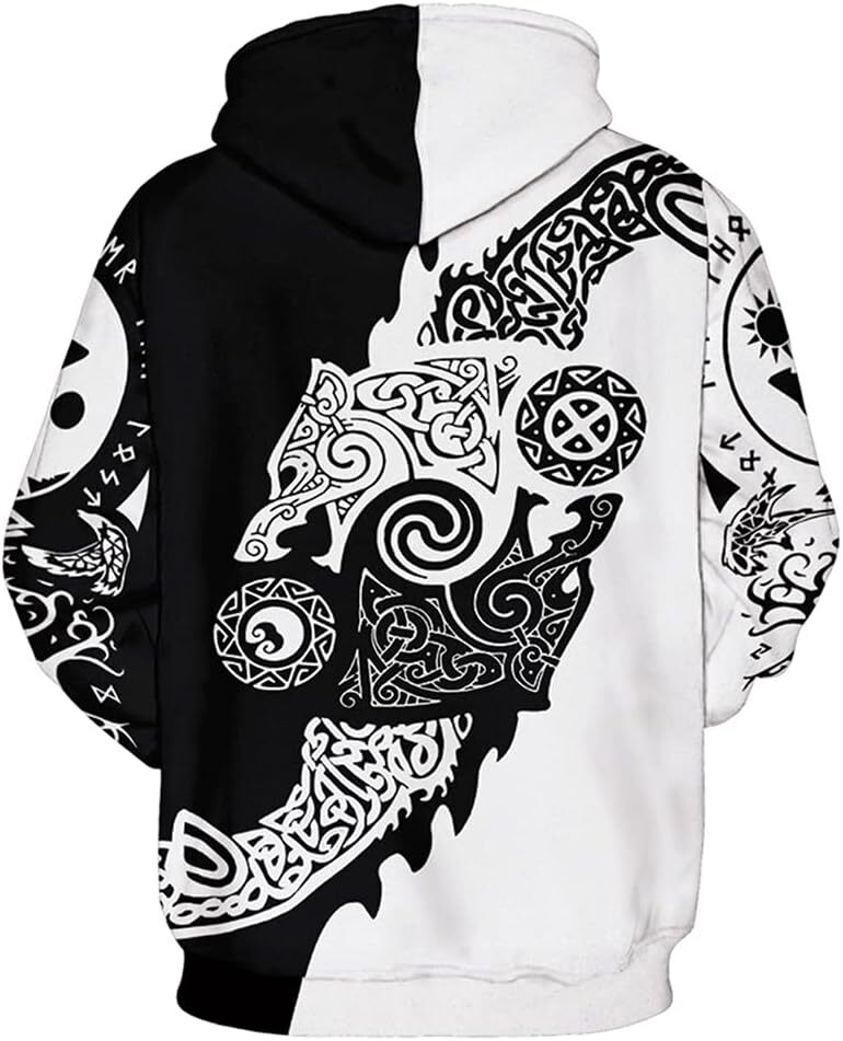 Hoodie for Mens Womens Mens Viking Totem Hoodie 3D Digital Print Long Sleeve Pullover Sweatshirt Hoodies Graphic Hoodies sweatshirt cool