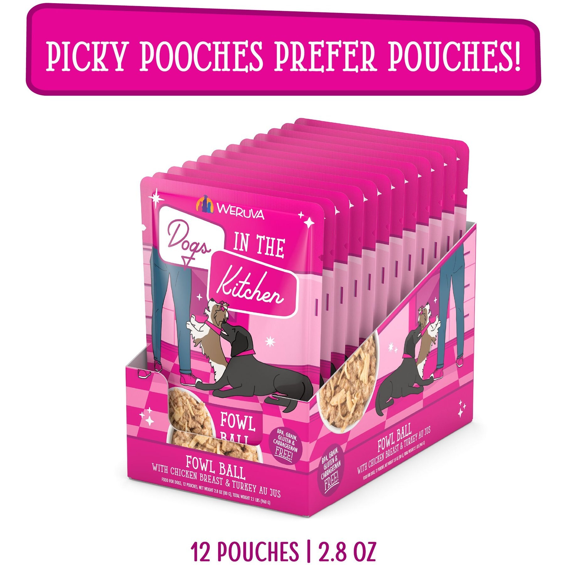 Weruva Dogs in the Kitchen Fowl Ball with Chicken Breast & Turkey Au Jus Grain-Free Dog Food Pouches