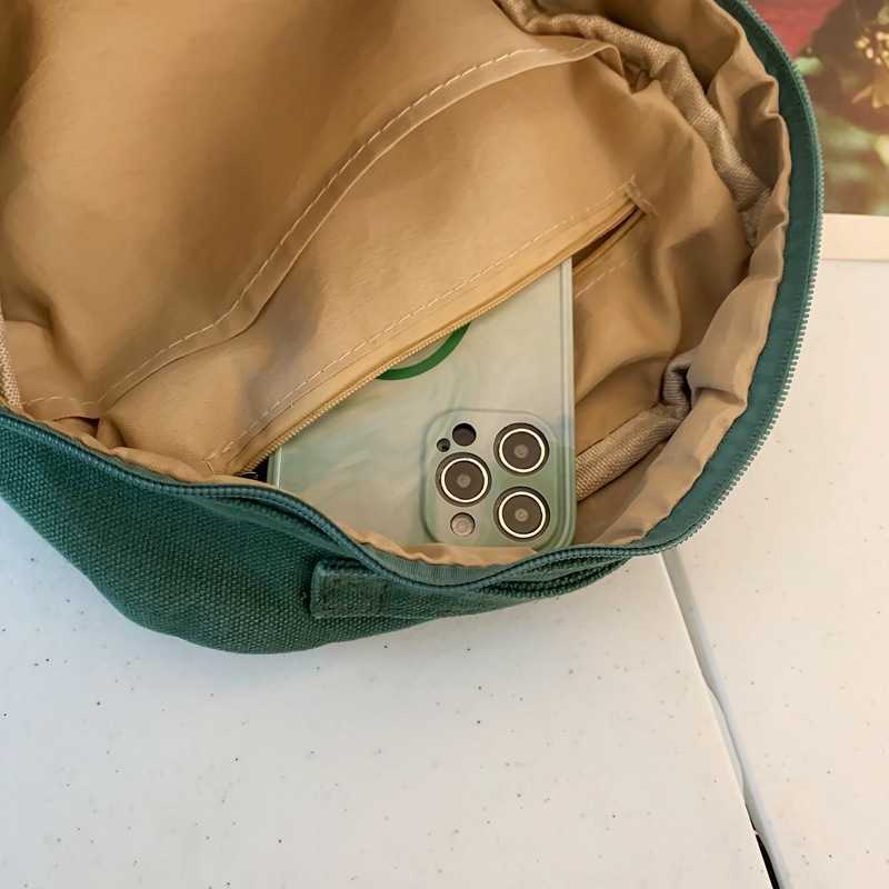 Lazy style artistic backpack for female high school students, washed canvas backpack, small backpack, casual travel bag