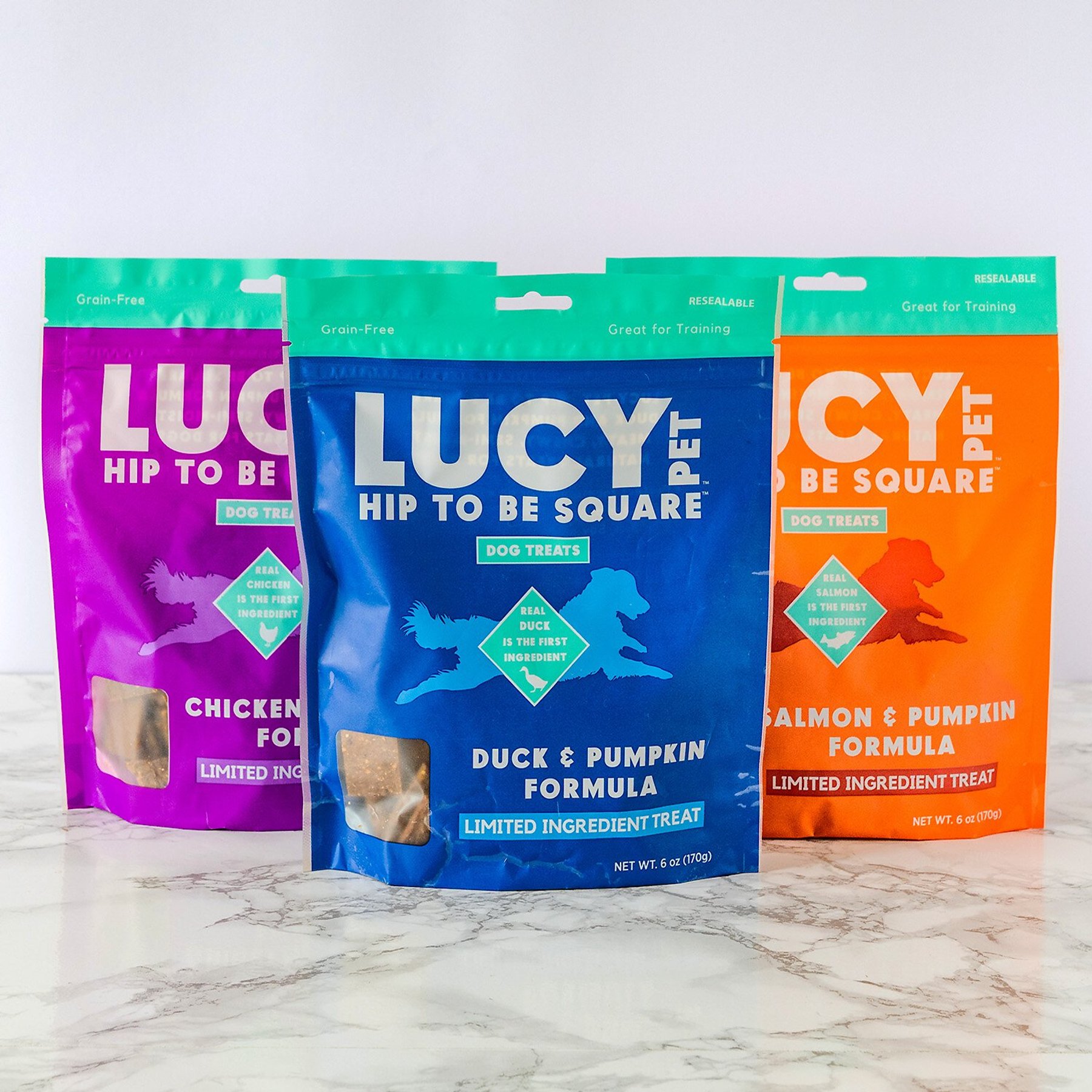 Lucy Pet Products Hip To Be Square Duck & Pumpkin Formula Grain-Free Dog Treats