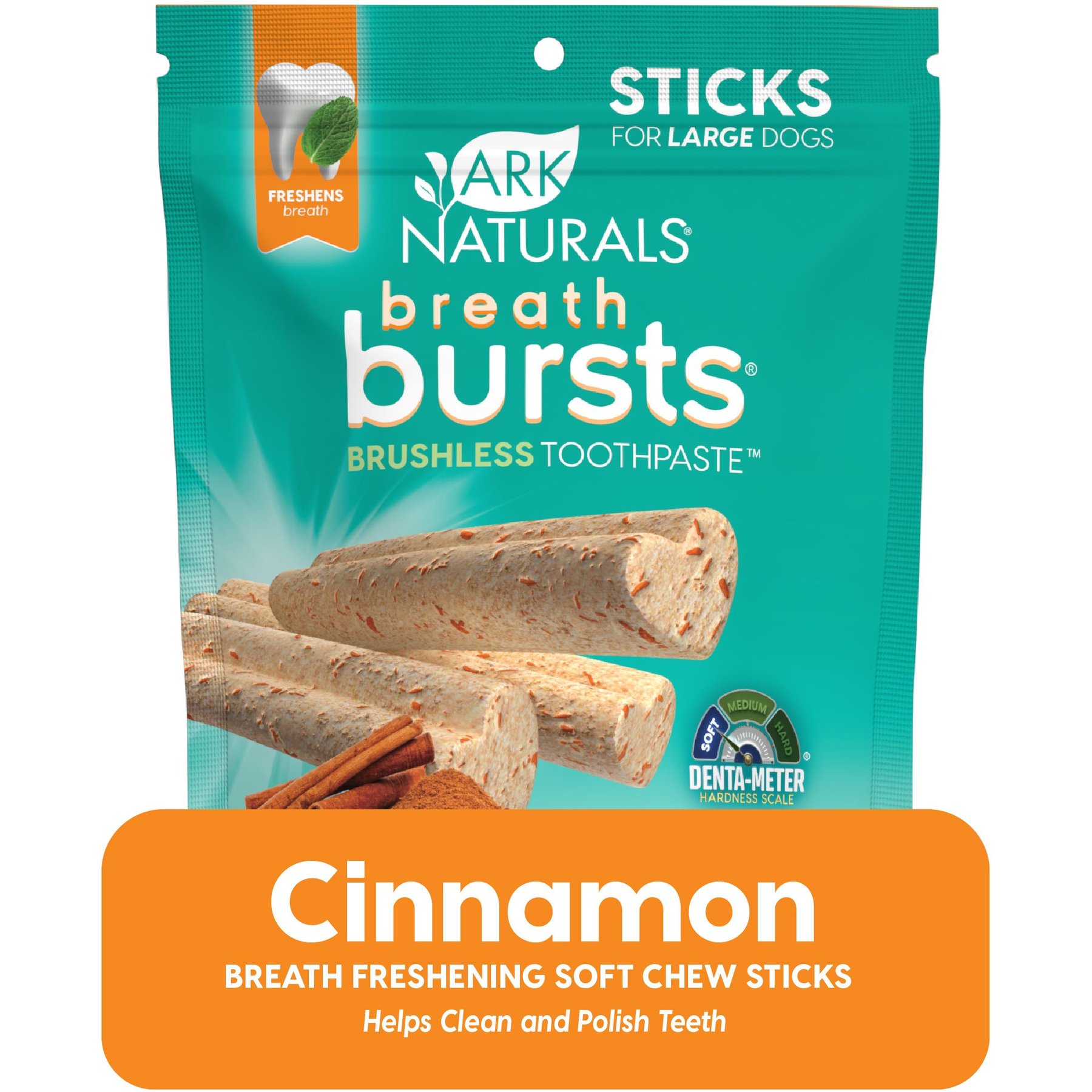 Ark Naturals Breath Bursts Cinnamon Sticks Medium/Large Dental Dog Treats, 6-oz bag