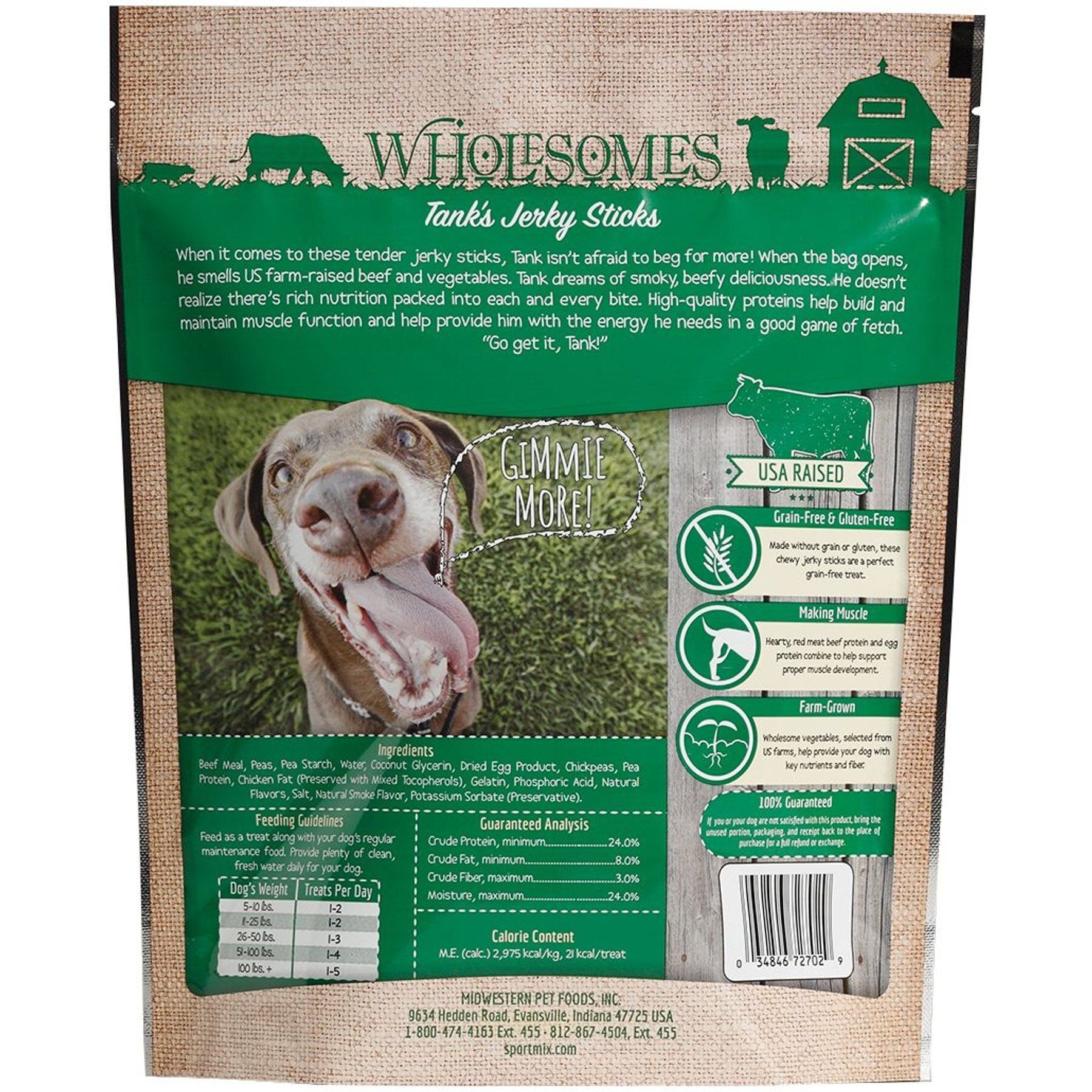 Wholesomes Tank's Jerky Sticks Grain-Free Dog Treats