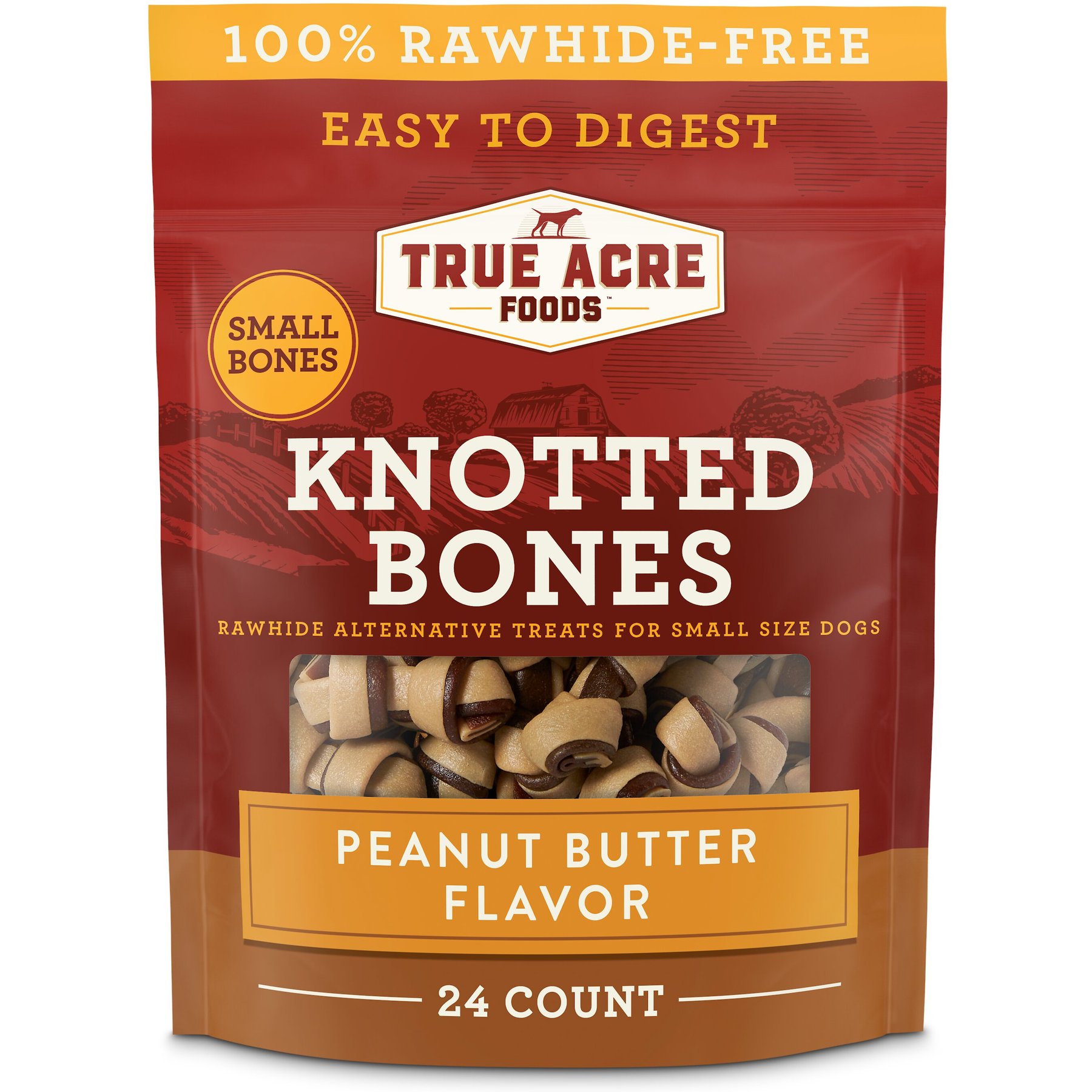 True Acre Foods, Rawhide-Free, Knotted Bones, with Natural Peanut Butter Flavor Dog Treats