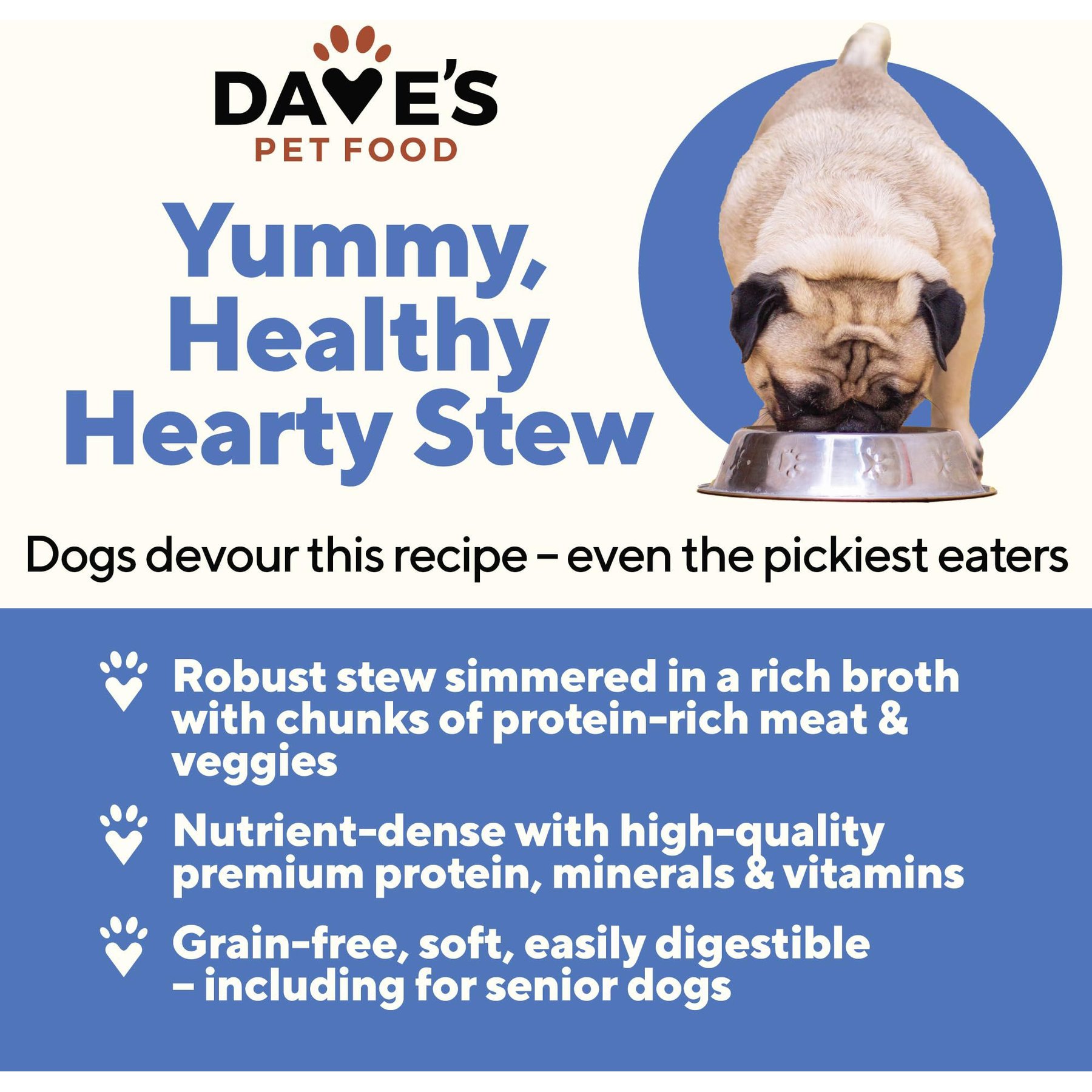 Dave's Pet Food Stewlicious Meaty Beefy Stew, Grain-Free Canned Wet Dog Food, 13.2-oz can, case of 12
