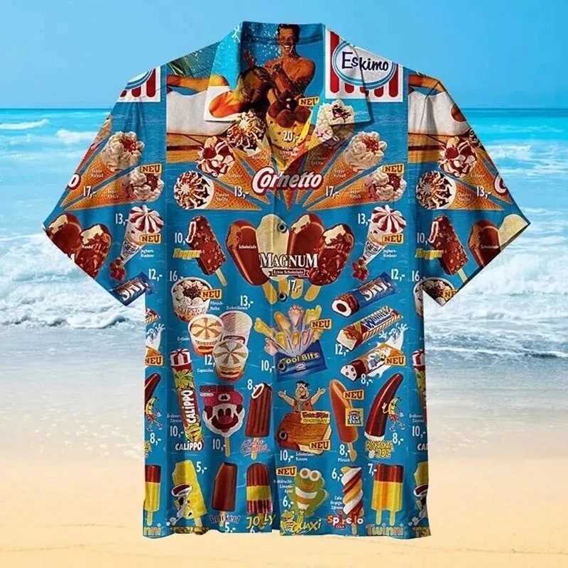 Haiian Shirt For Men Casual Short Sve Ice Pattern Print 3d Summer Oversize Clothing Beach Trip Spanish ShirtsXJ241120