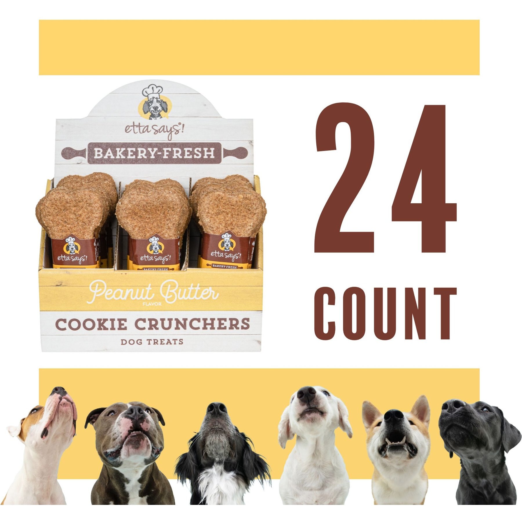 Etta Says! Peanut Butter Cookie Crunchers Dog Treats, 24 count