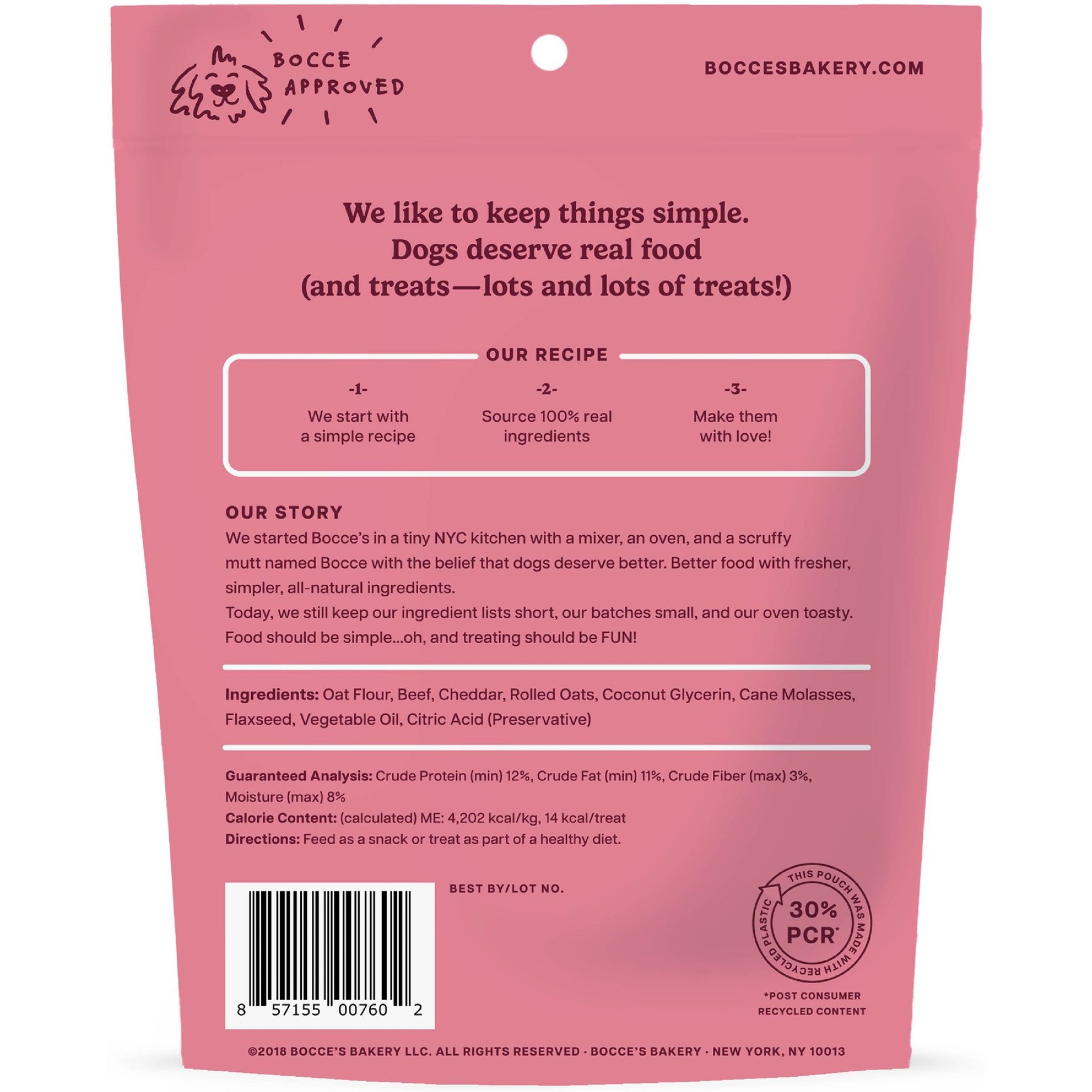 Bocce's Bakery Say Moo Beef & Cheddar Recipe Soft & Chewy Dog Treats