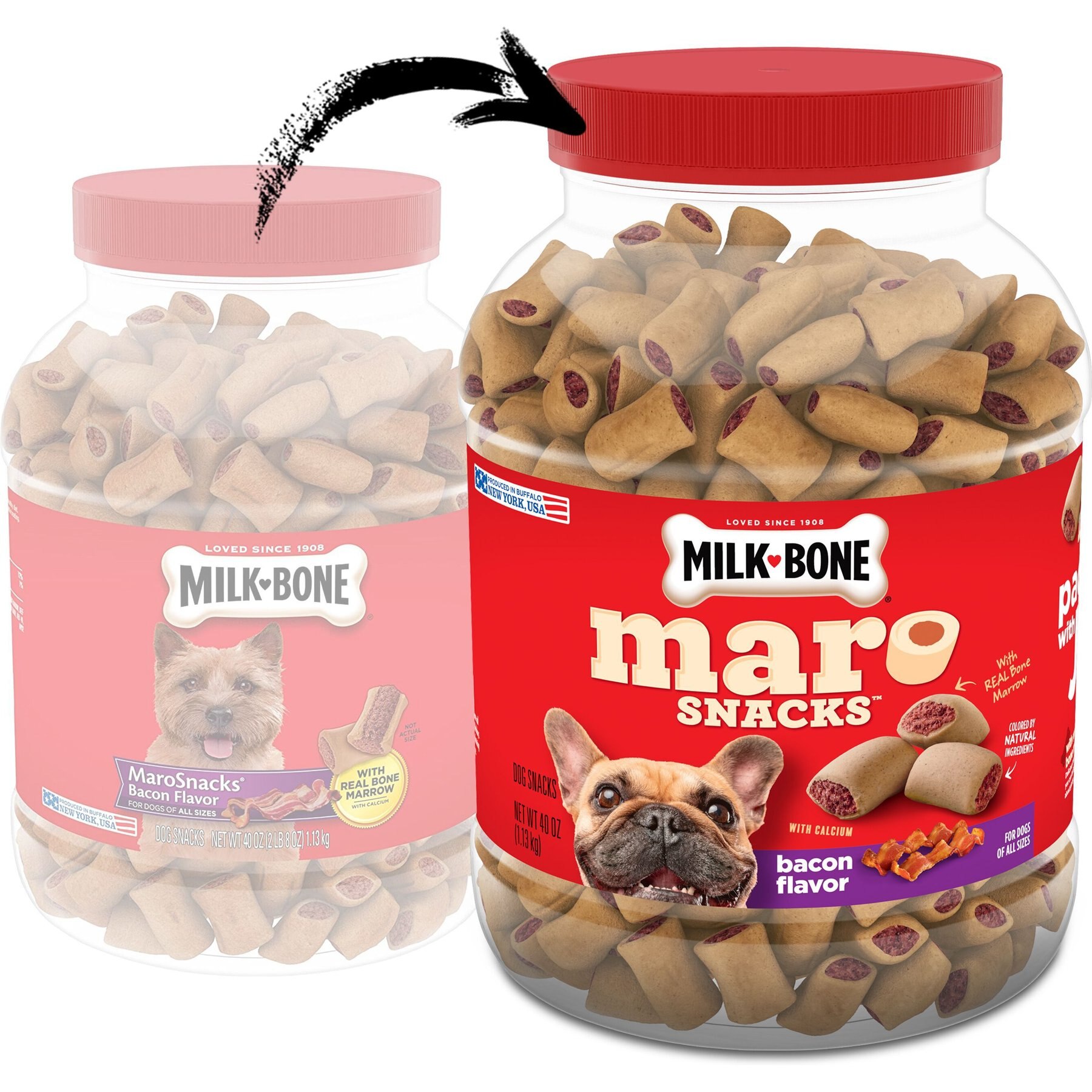 Milk-Bone MaroSnacks Bacon Flavor Dog Treats, 40-oz tub
