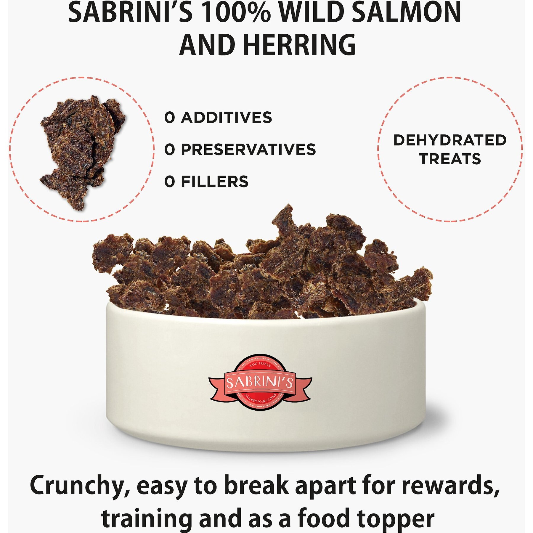 Sabrini's Royal Treats Wild Salmon & Herring Dog Treats, 3-oz pouch