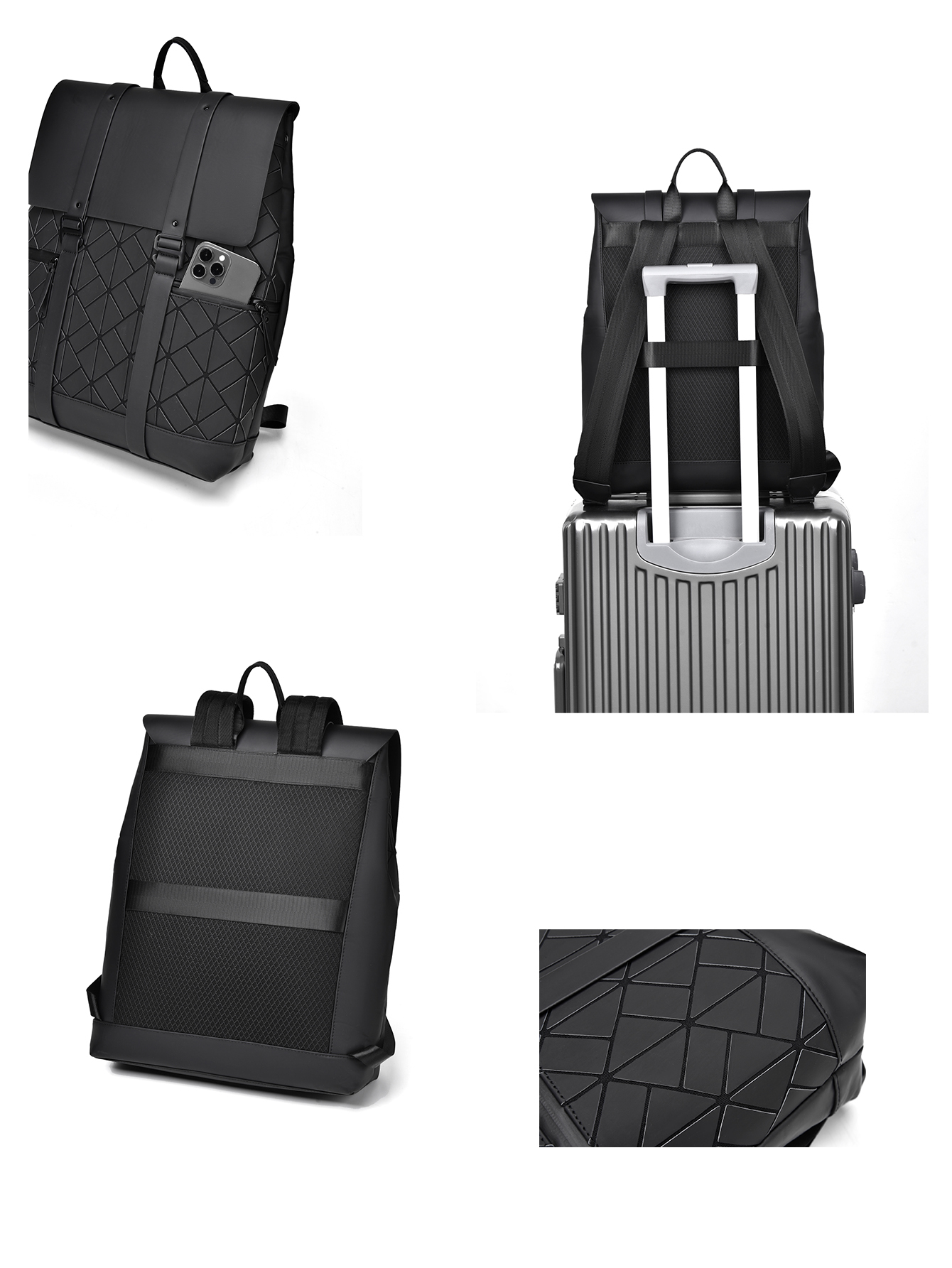 VC Fashion Men's Flip Cover Large Capacity Designer Travel Backpack For Male College Students Simple Backpack