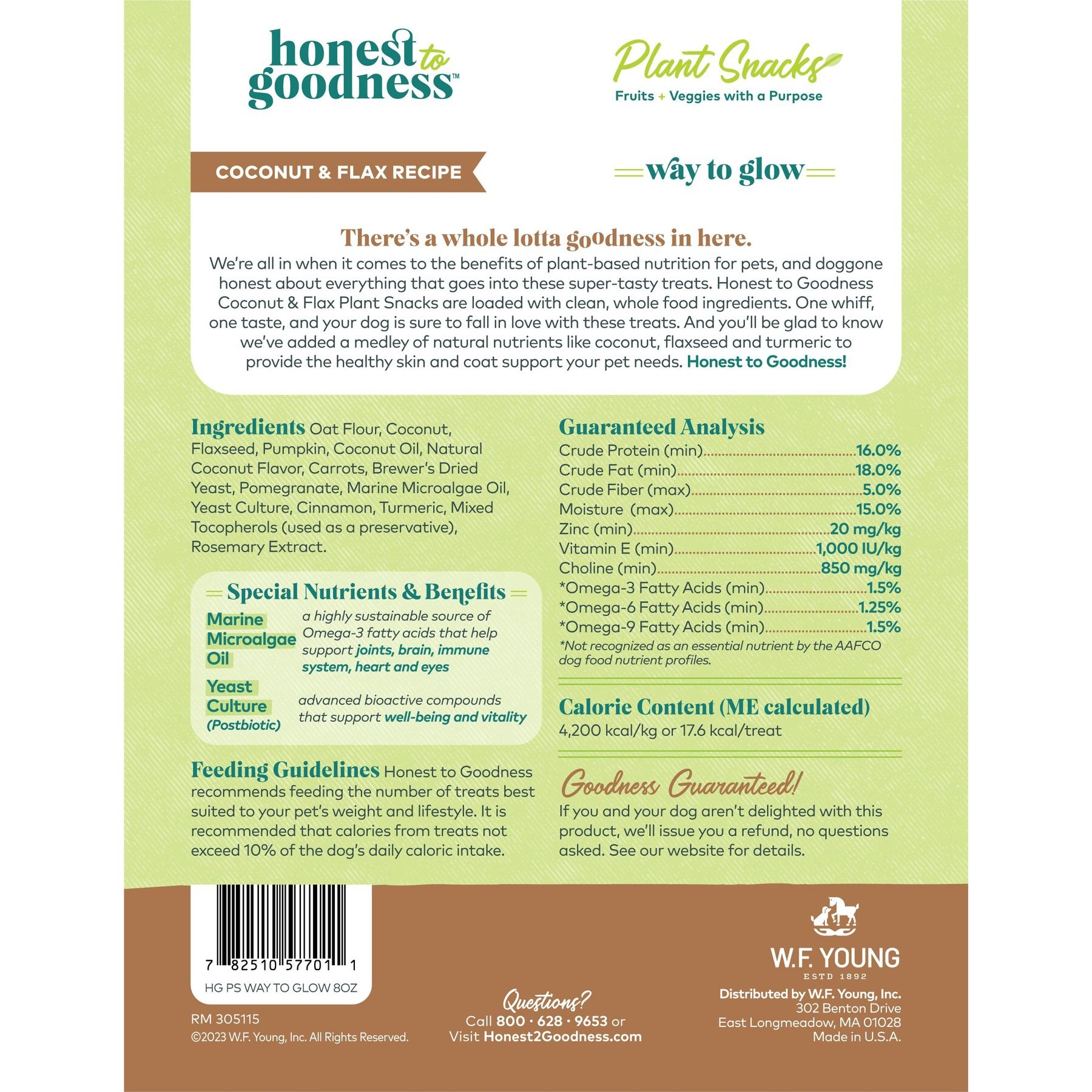 Honest To Goodness Plant Snacks Way to Glow Coconut & Flax Dog Treats, 8-oz bag