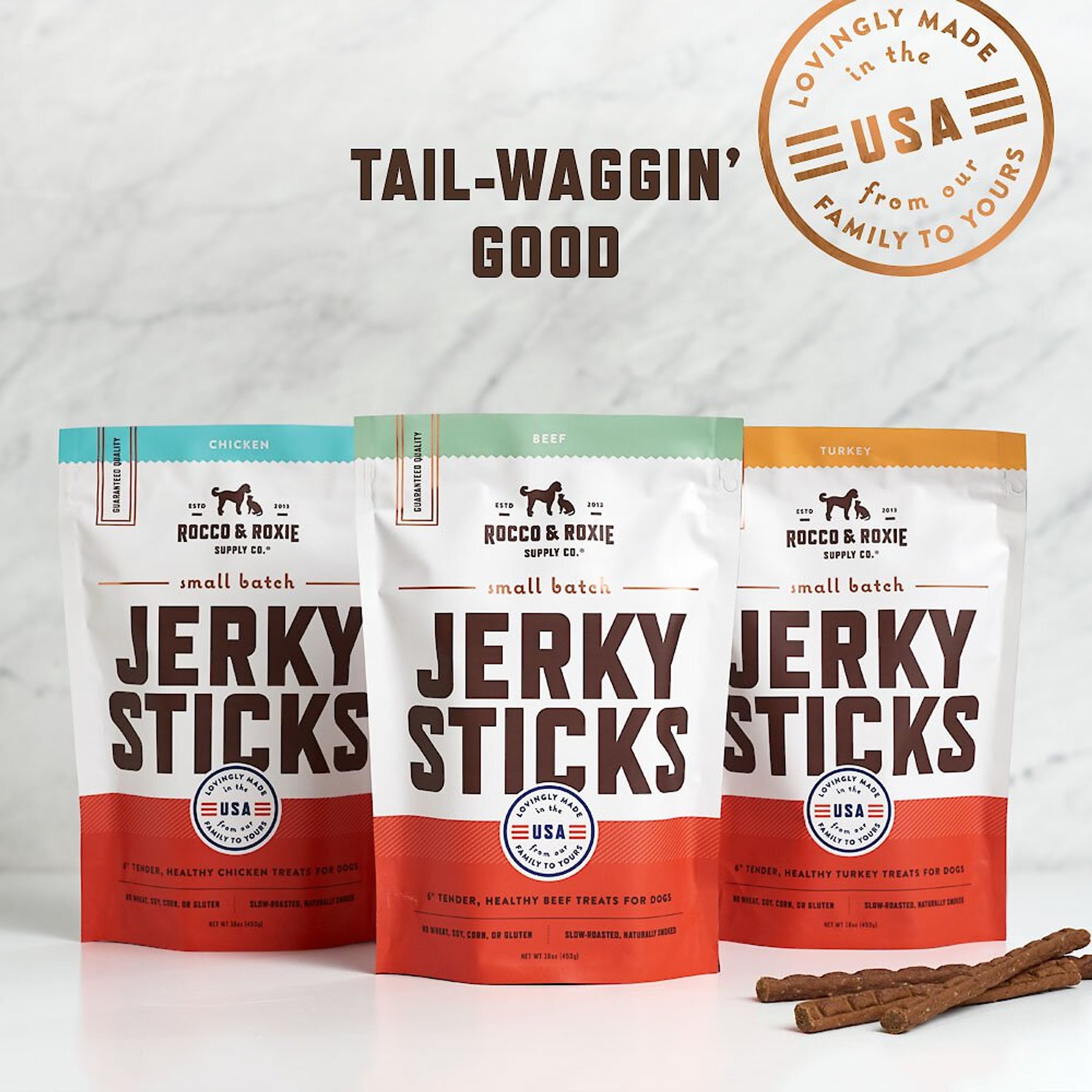 Rocco & Roxie Supply Co. Gourmet Chicken Jerky Dog Sticks, 16-oz bag