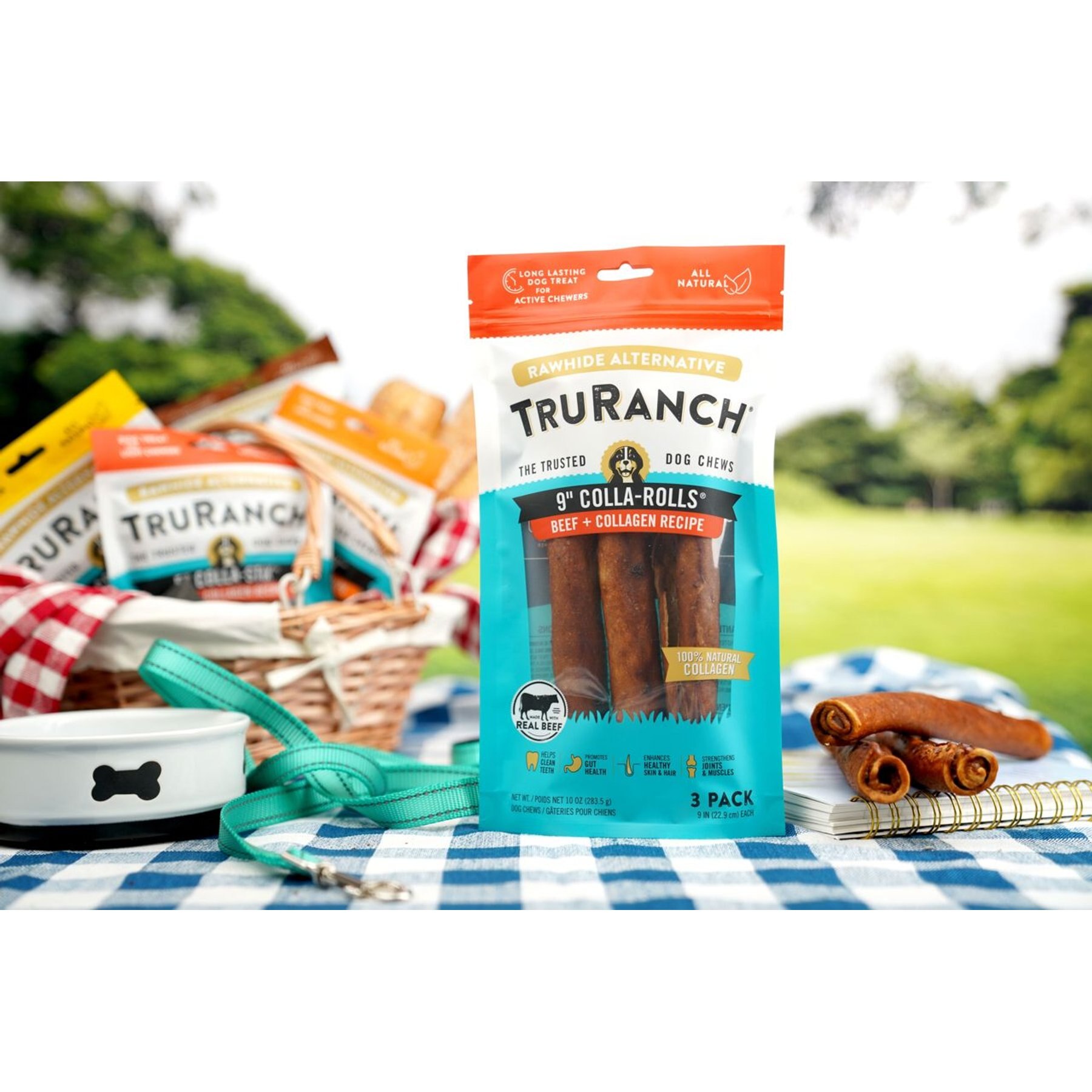 TruRanch Beef Collagen Roll Hard Chew Dog Treats, 9-in, 3 count