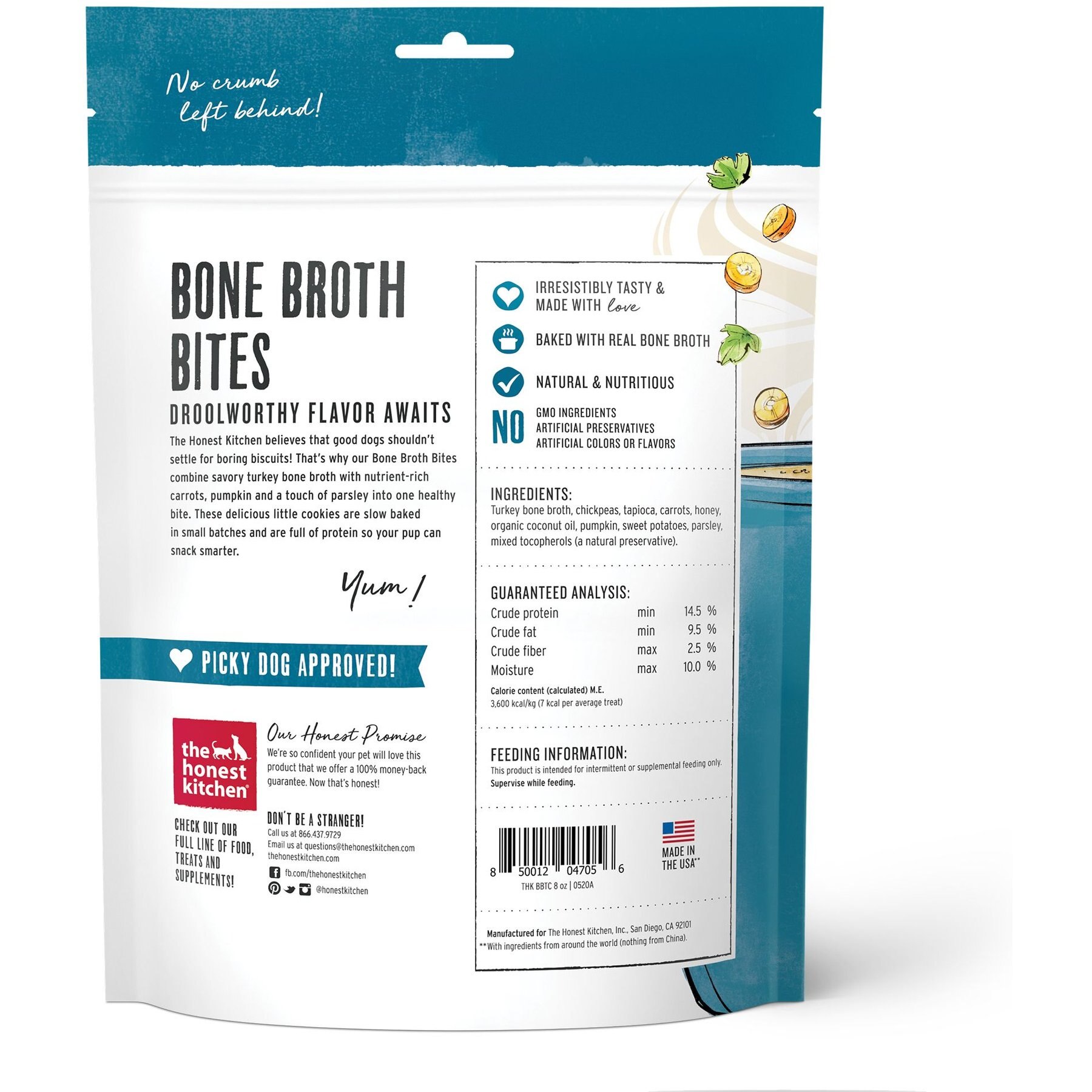 The Honest Kitchen Bone Broth Bites Roasted with Turkey Bone Broth, Pumpkin & Parsley Dog Treats