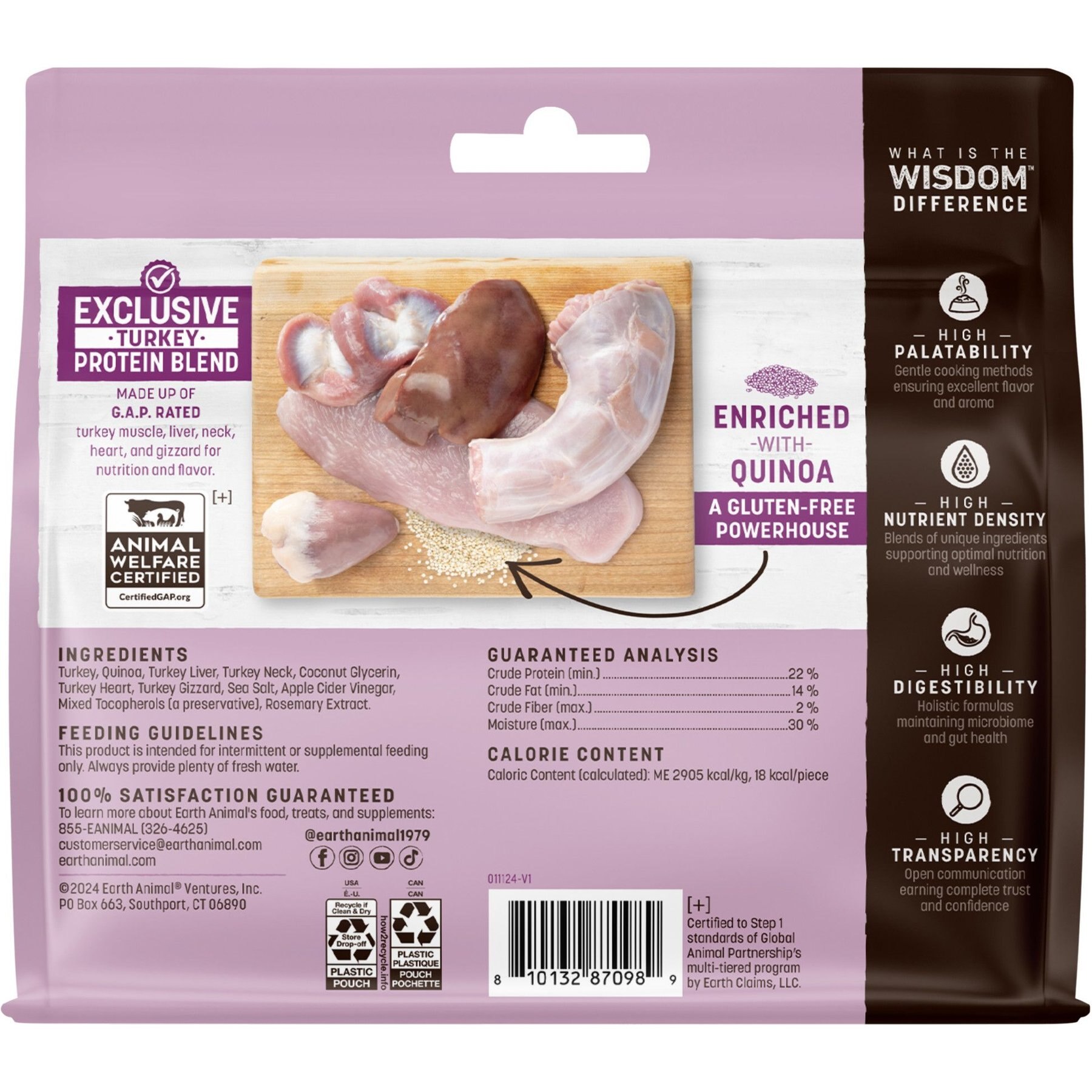 Earth Animal Wisdom Air-Dried Turkey Recipe Premium Natural Jerky Strips Dog Treats, 4-oz bag
