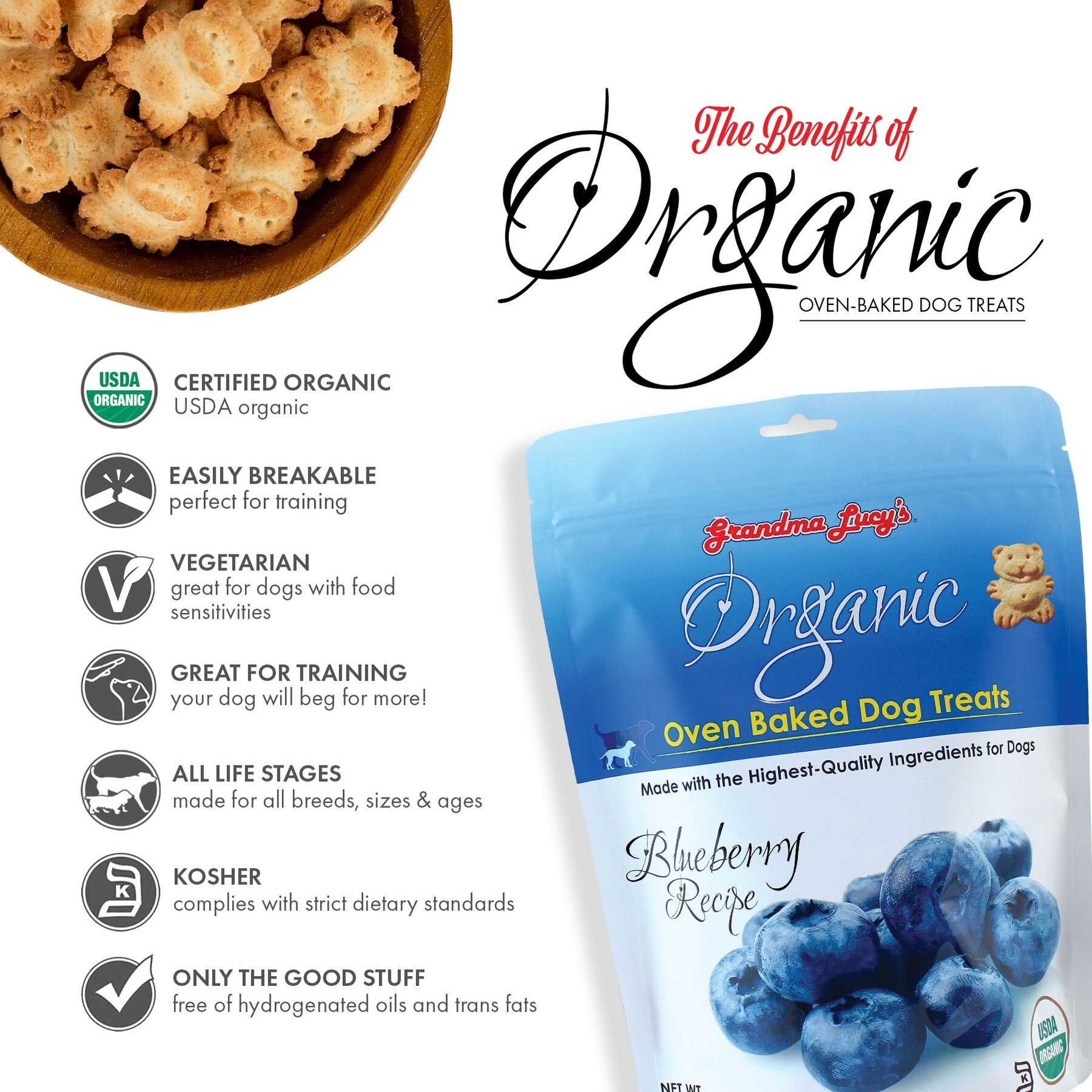 Grandma Lucy's Organic Blueberry Oven Baked Dog Treats