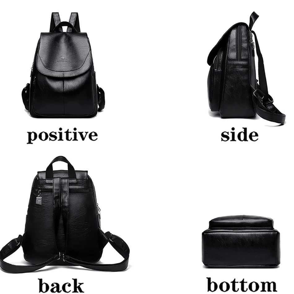 Backpack Wen Backpack High Quality Soft Leather Fem Vintage Bag School Bags Travel Bagpack Ladies Large Capacity Bookbag Rucksack Z241121