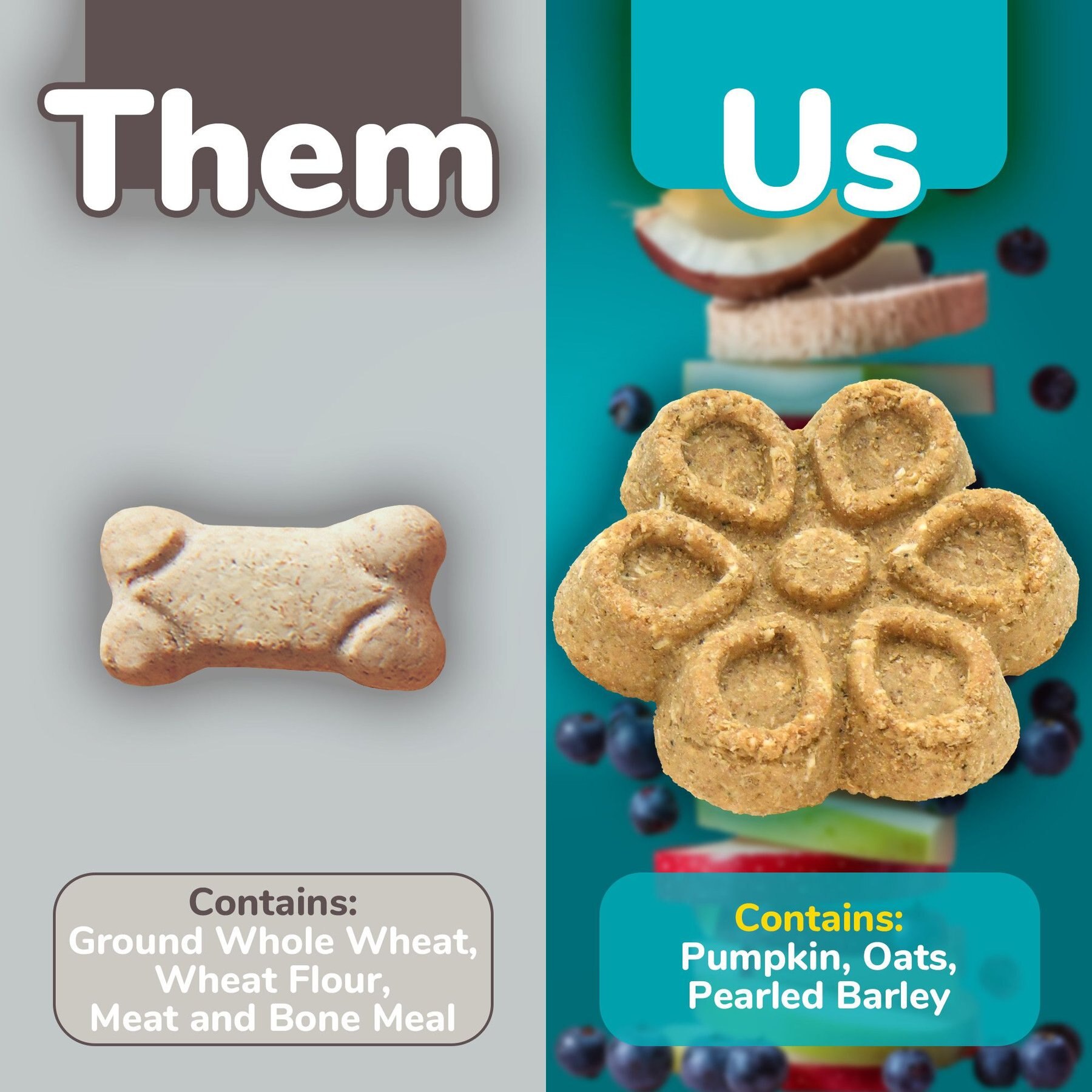 Fruitables Biggies with Real Almond Butter & Coconut Dog Treats, 16-oz bag
