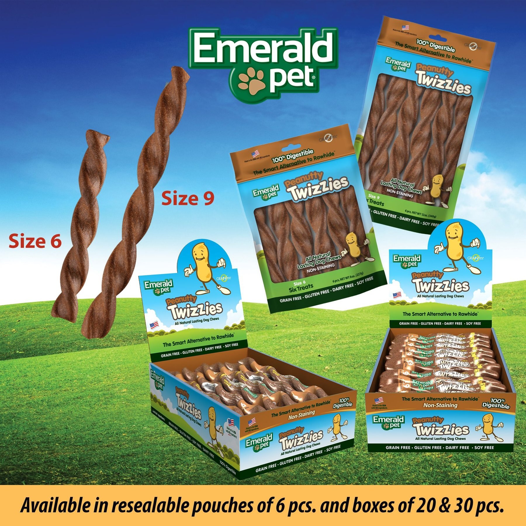 Emerald Pet Peanutty Twizzies Grain-Free Dog Treats