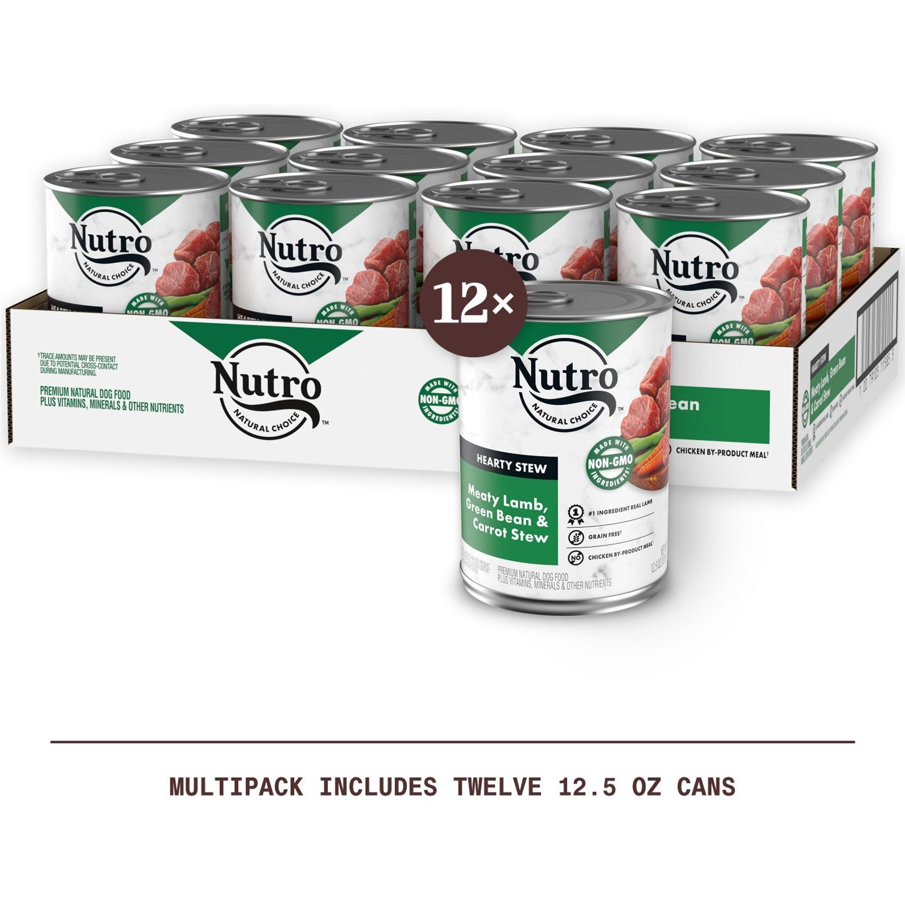 Nutro Hearty Stew Meaty Lamb, Green Bean & Carrot Cuts in Gravy Grain-Free Adult Canned Wet Dog Food