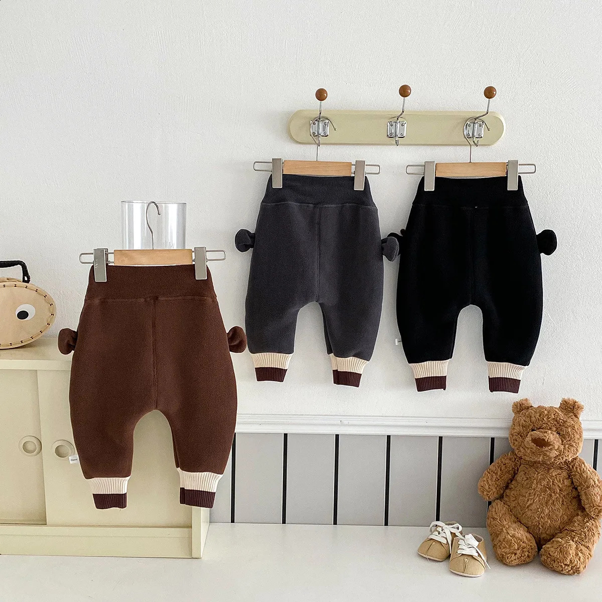 Baby Autumn Winter Pants Cute Cartoon High Waist Baby Boys PP Pants Thick Wool Versatile Preschool Boys Trousers 241121