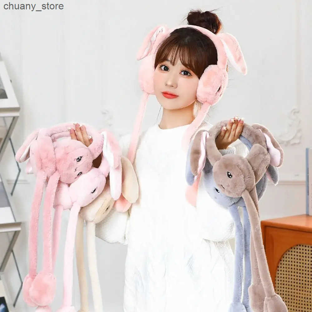 Ear Muffs Creative Cute Moving Rabbit Ears Earmuffs Student Couple Personality Cold Winter Plush Earmuffs Ear Warm Ear Muffs L240910