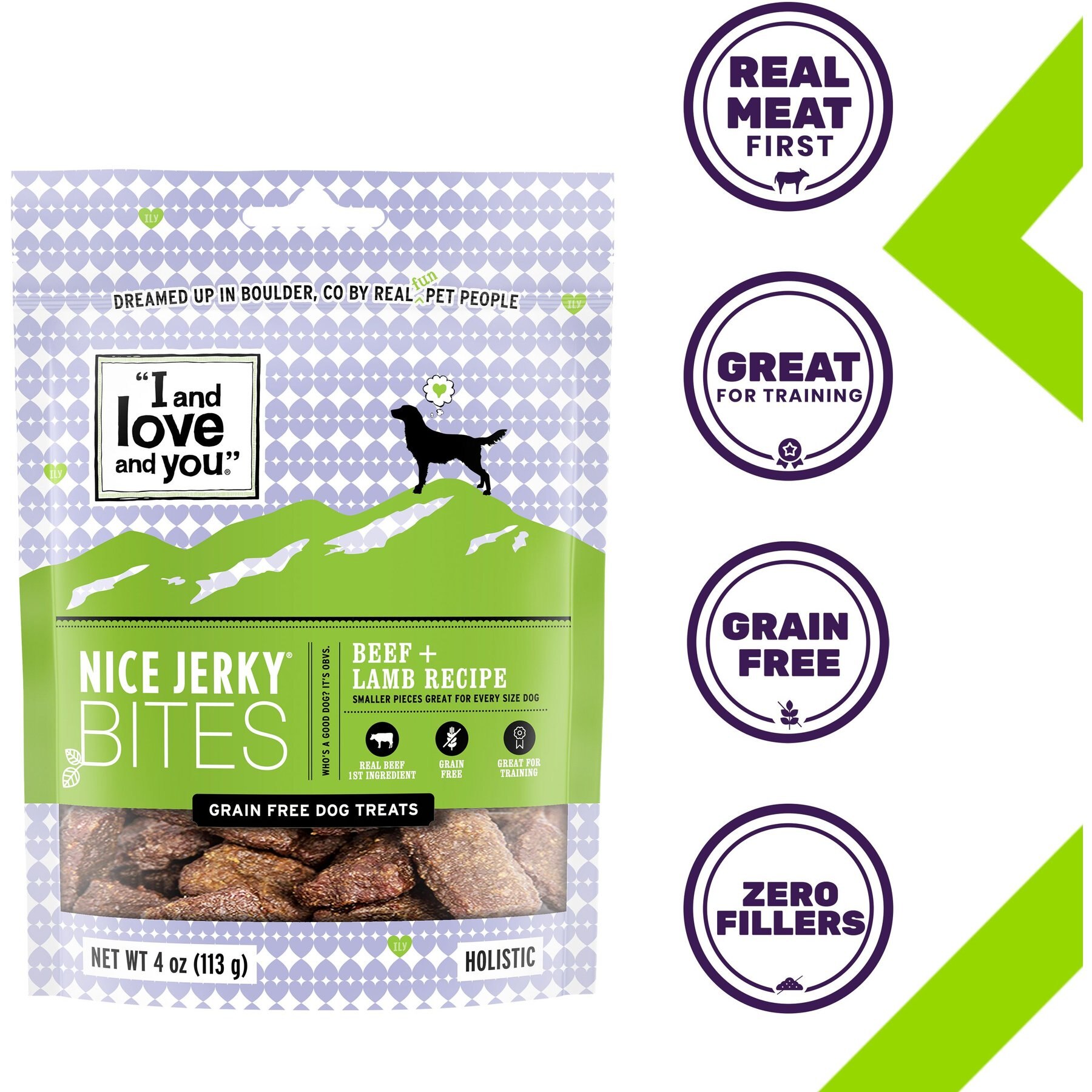 I and Love and You Nice Jerky Bites Beef and Lamb Grain-Free Dog Treats