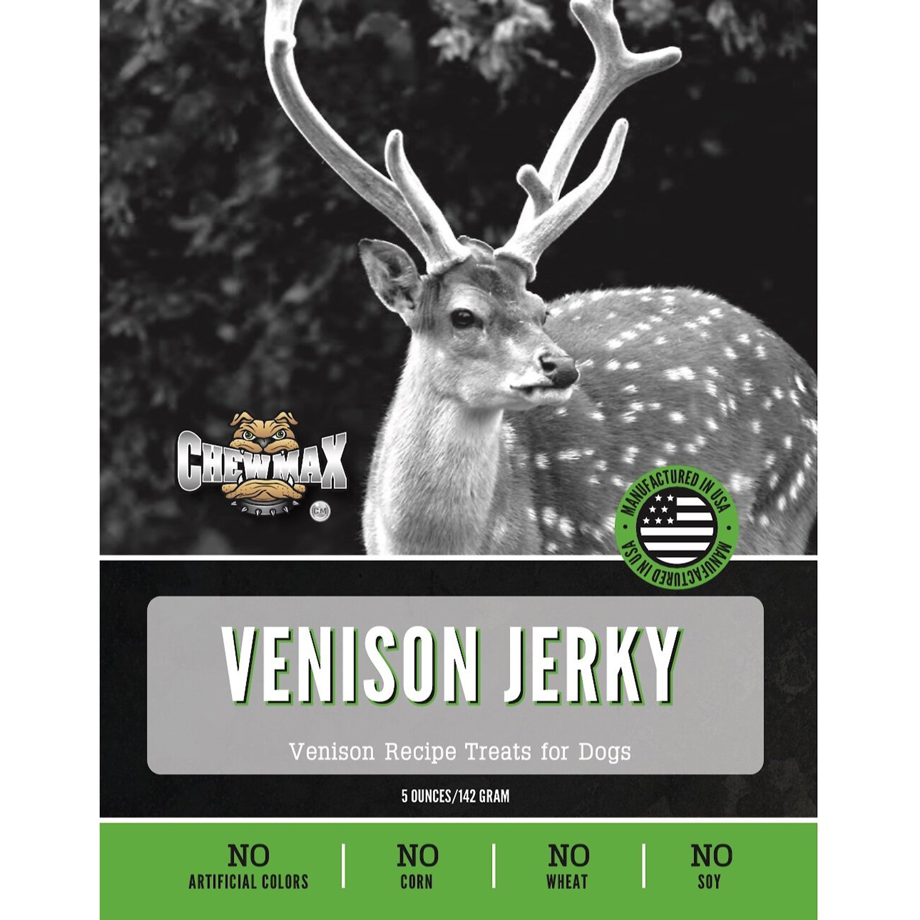 ChewMax Pet Products Venison Jerky Natural Chew Dog Treats, 5-oz bag