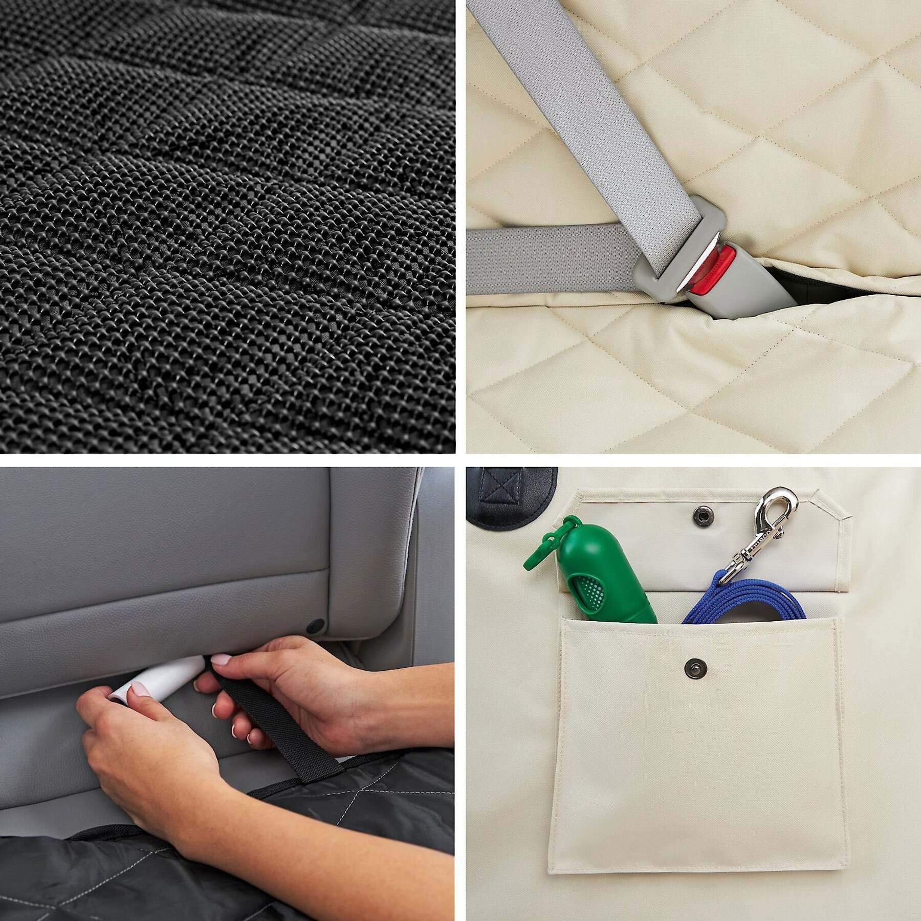Frisco Adjustable Dog Seatbelt Tether & Frisco Quilted Water Resistant Hammock Car Seat Cover