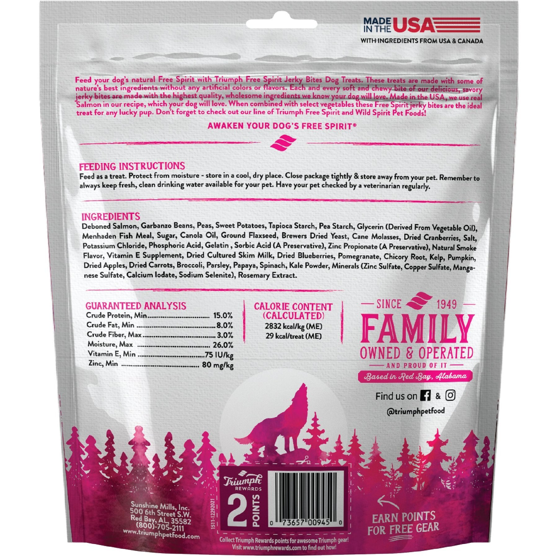 Triumph Free Spirit Jerky Bites Deboned Salmon & Vegetable Dog Treats