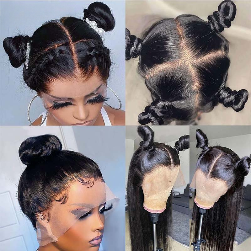 180density Straight Ready To Go Human Hair Wig for Woman Glueless Black 13X4 HD Lace Frontal Wigs Synthetic Preplucked
