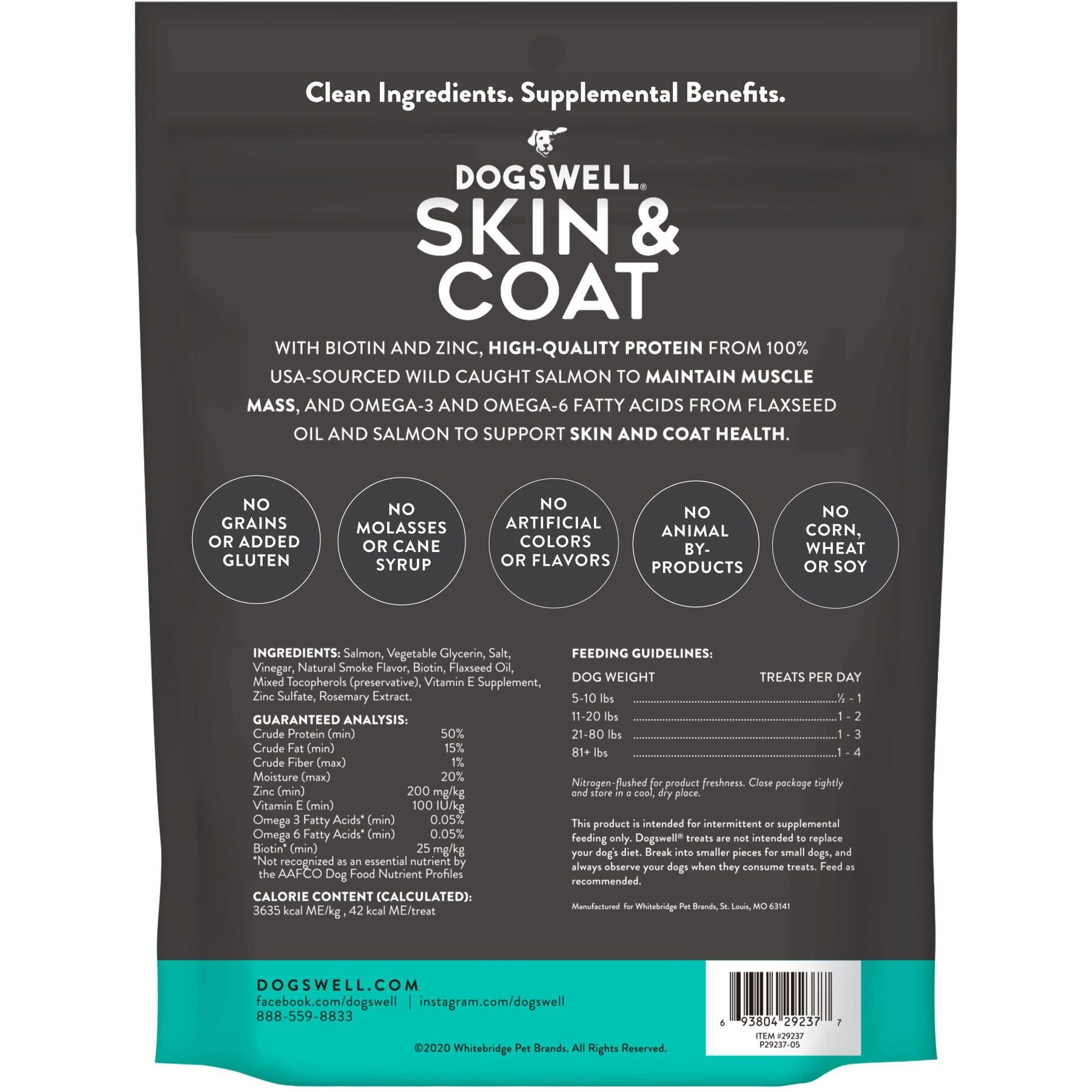 Dogswell Jerky Skin & Coat Salmon Recipe Grain-Free Dog Treats
