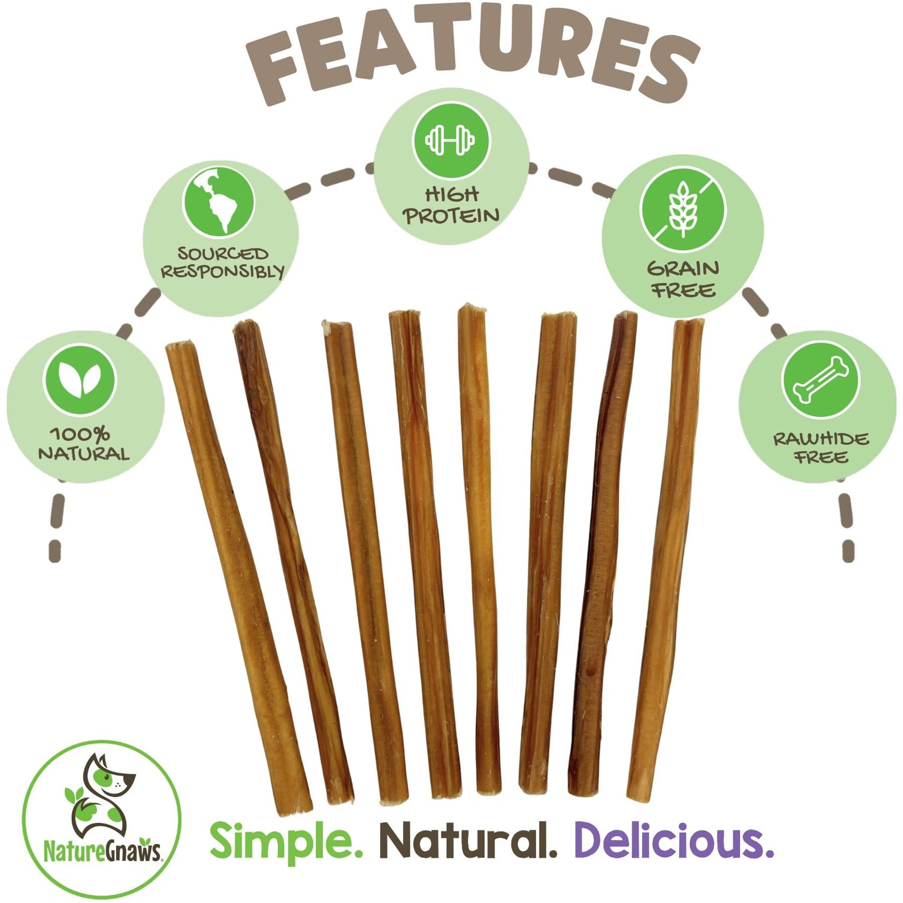 Nature Gnaws 5 to 6-in Extra Thin Bully Sticks Dog Chew Treats
