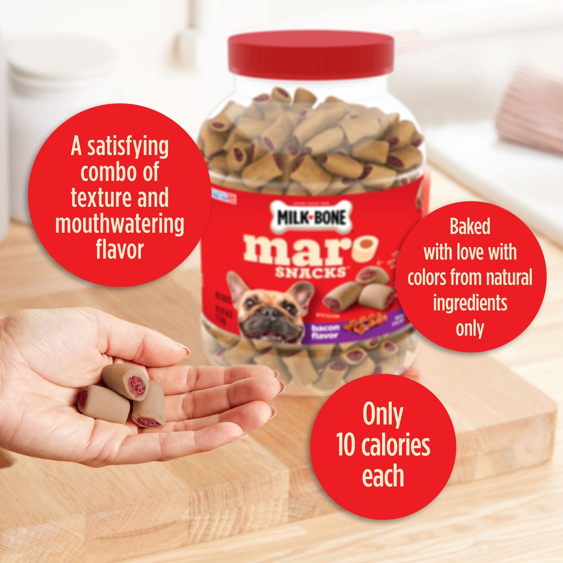 Milk-Bone MaroSnacks Bacon Flavor Dog Treats, 40-oz tub