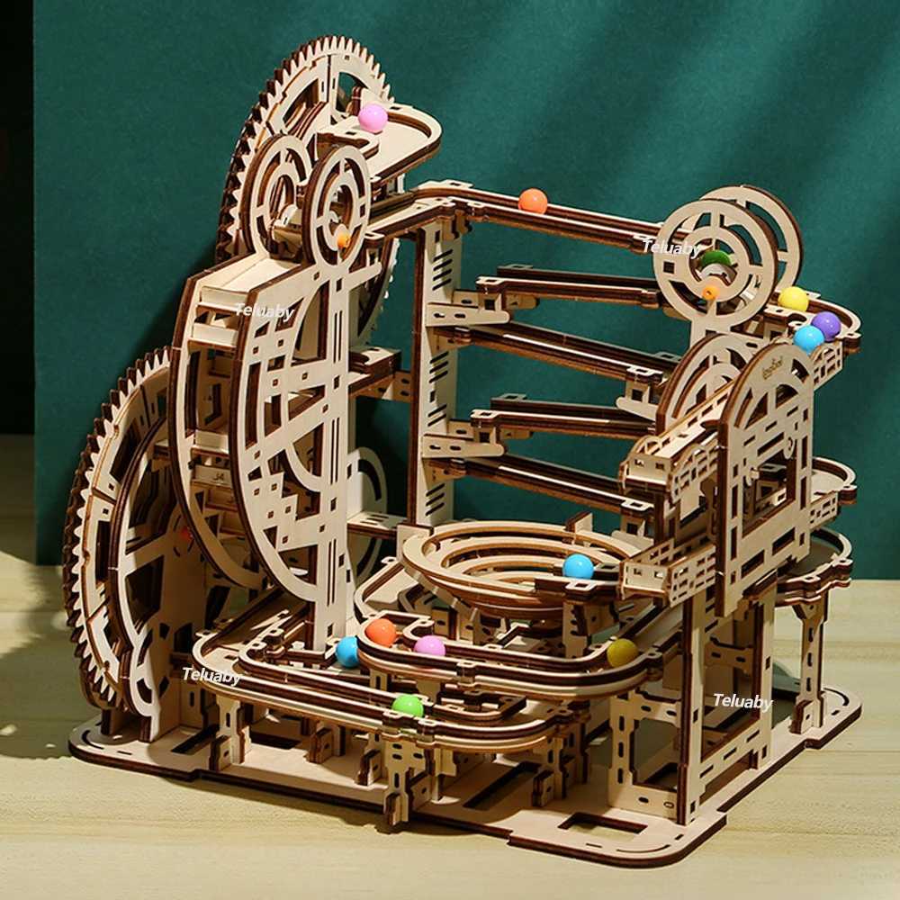 3d Wooden Puzzle Marble Runs Mechanical Puzzles Self Assembly Toy STEAM Educational Toys Model Building Kits for Kids Adult GiftXJ241120