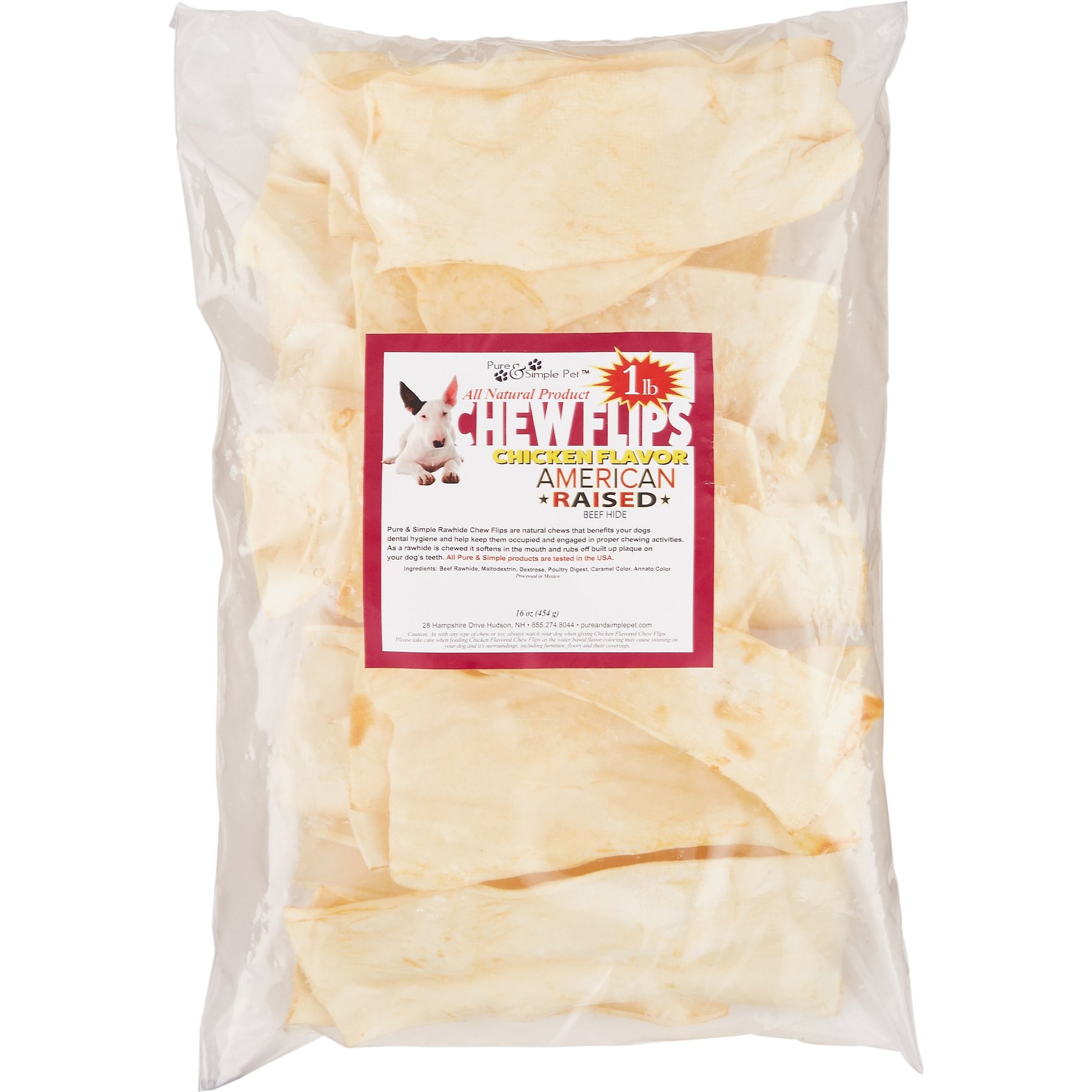 Pure & Simple Pet Chicken Flavored Rawhide Chew Flips Dog Treat