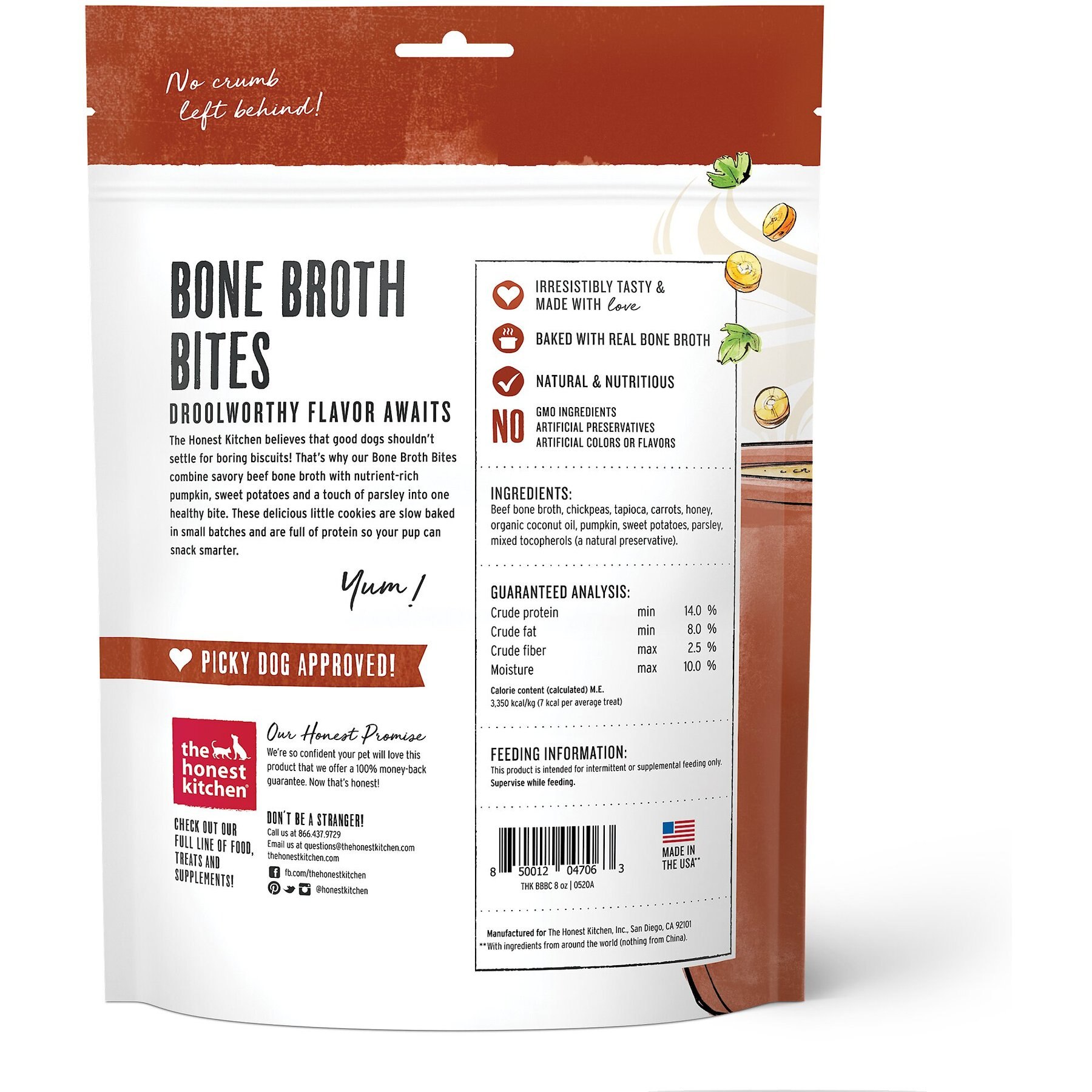 The Honest Kitchen Bone Broth Bites Roasted with Beef Bone Broth, Carrots, & Parsley Dog Treats