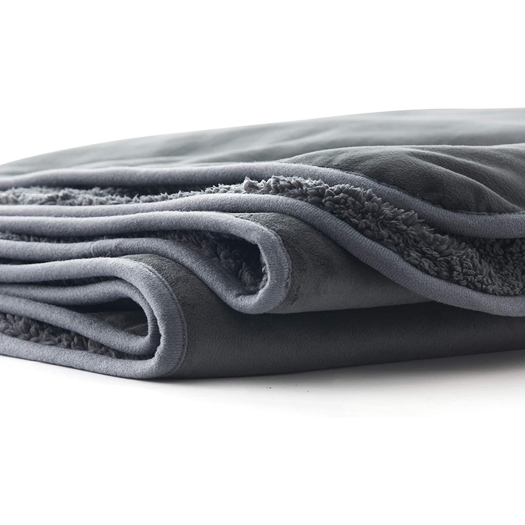 Allisandro Extra Soft Micro Fleece with Sherpa Triple Layer Tech Waterproof Cat & Dog Blanket, Dark Grey