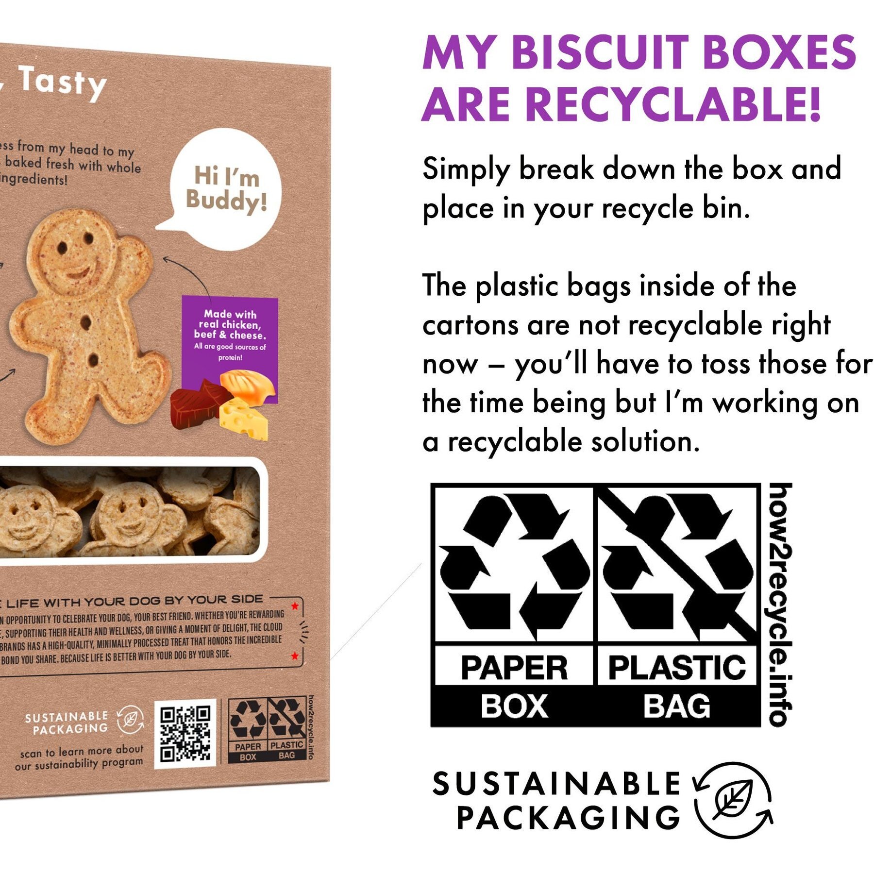 Buddy Biscuits Assorted Flavors Roasted Chicken, Grilled Beef, Sharp Cheddar Dog Treats, 16-oz box
