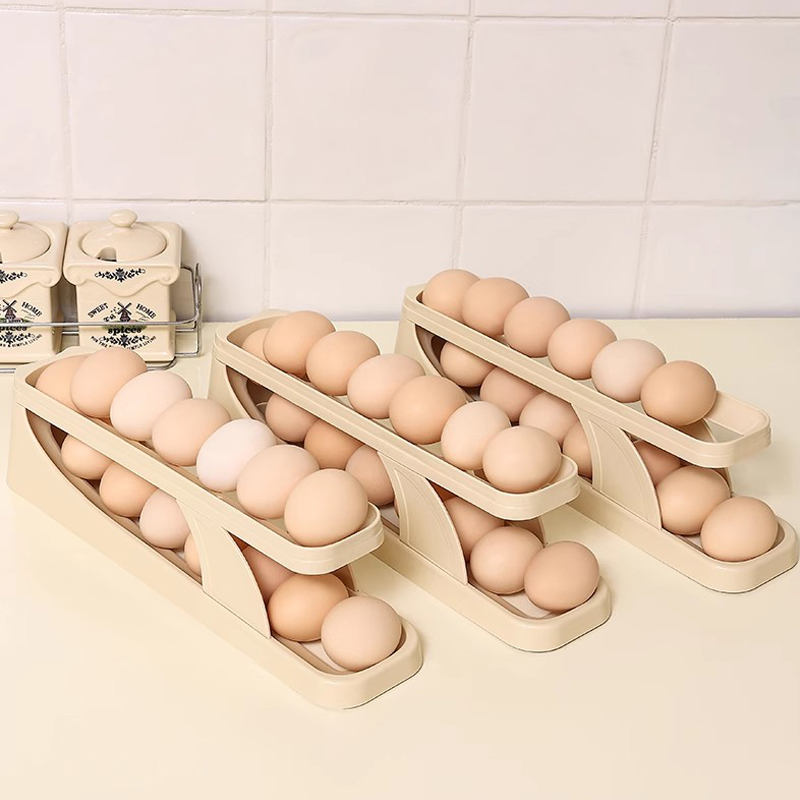 Slide-type egg storage box household refrigerator egg rack holder four-layer automatic roll-down egg box anti-fall egg box