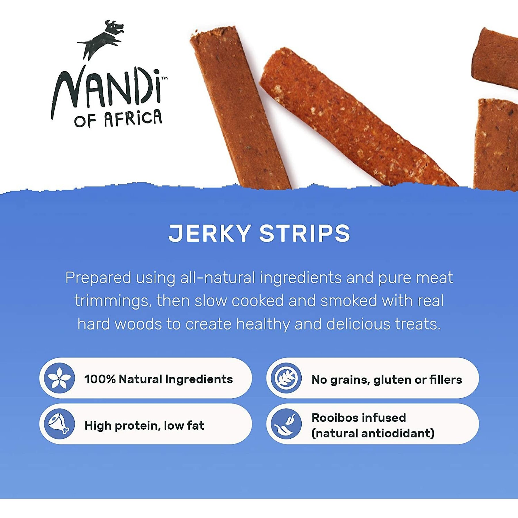Nandi Kalahari Lamb Jerky Strips Dog Treats, 5.3-oz bag