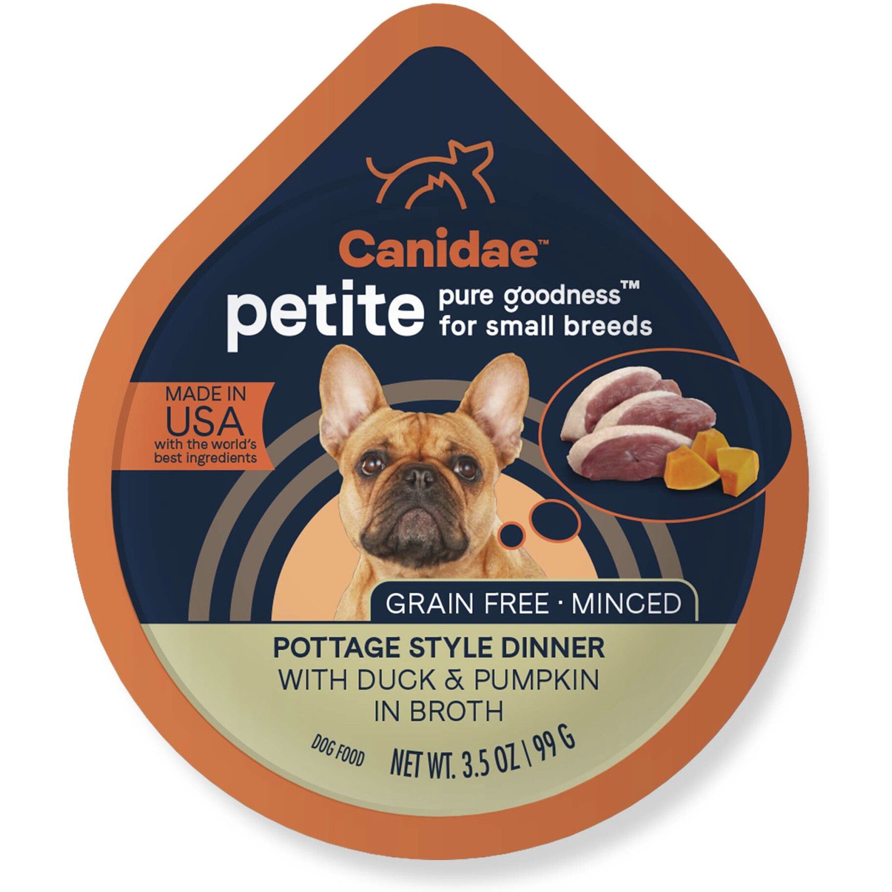 CANIDAE PURE Petite All Stages Small Breed Pottage Style Dinner with Duck & Pumpkin Breed Wet Dog Food Trays, 3.5-oz, case of 12