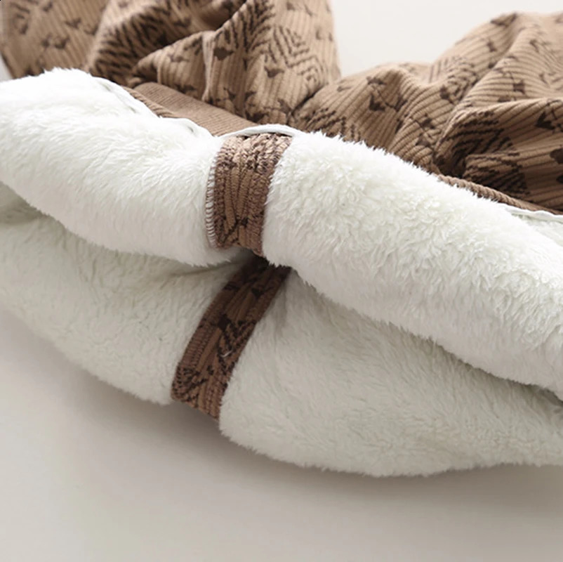 Childrens clothing boys winter casual/flannel double-layer cotton striped pants childrens autumn and winter clothing pants 241121