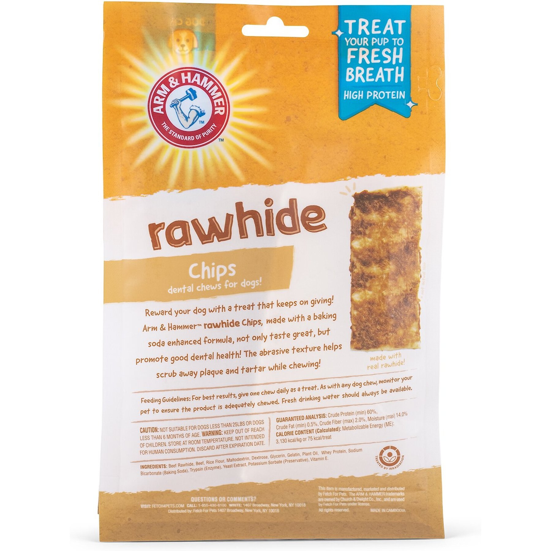Arm & Hammer Products Large Beef Coated Rawhide Chips, 6-oz bag