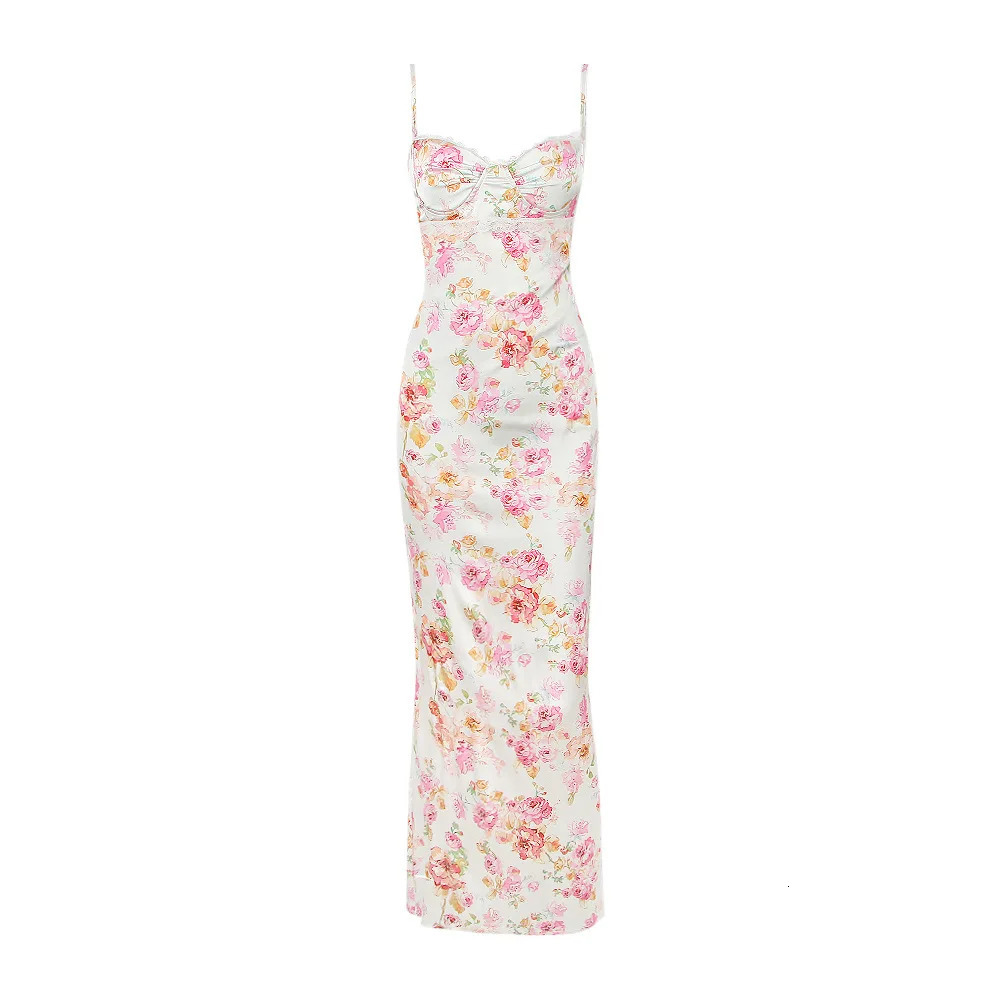 Suninheart Summer Spaghetti Strap Floral Print Party Dresses Elegant Maxi Bodycon Wedding Guest Holiday Dress In Dress 240419