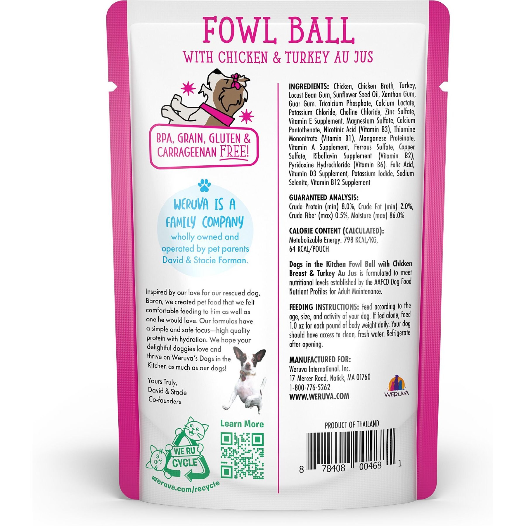 Weruva Dogs in the Kitchen Fowl Ball with Chicken Breast & Turkey Au Jus Grain-Free Dog Food Pouches