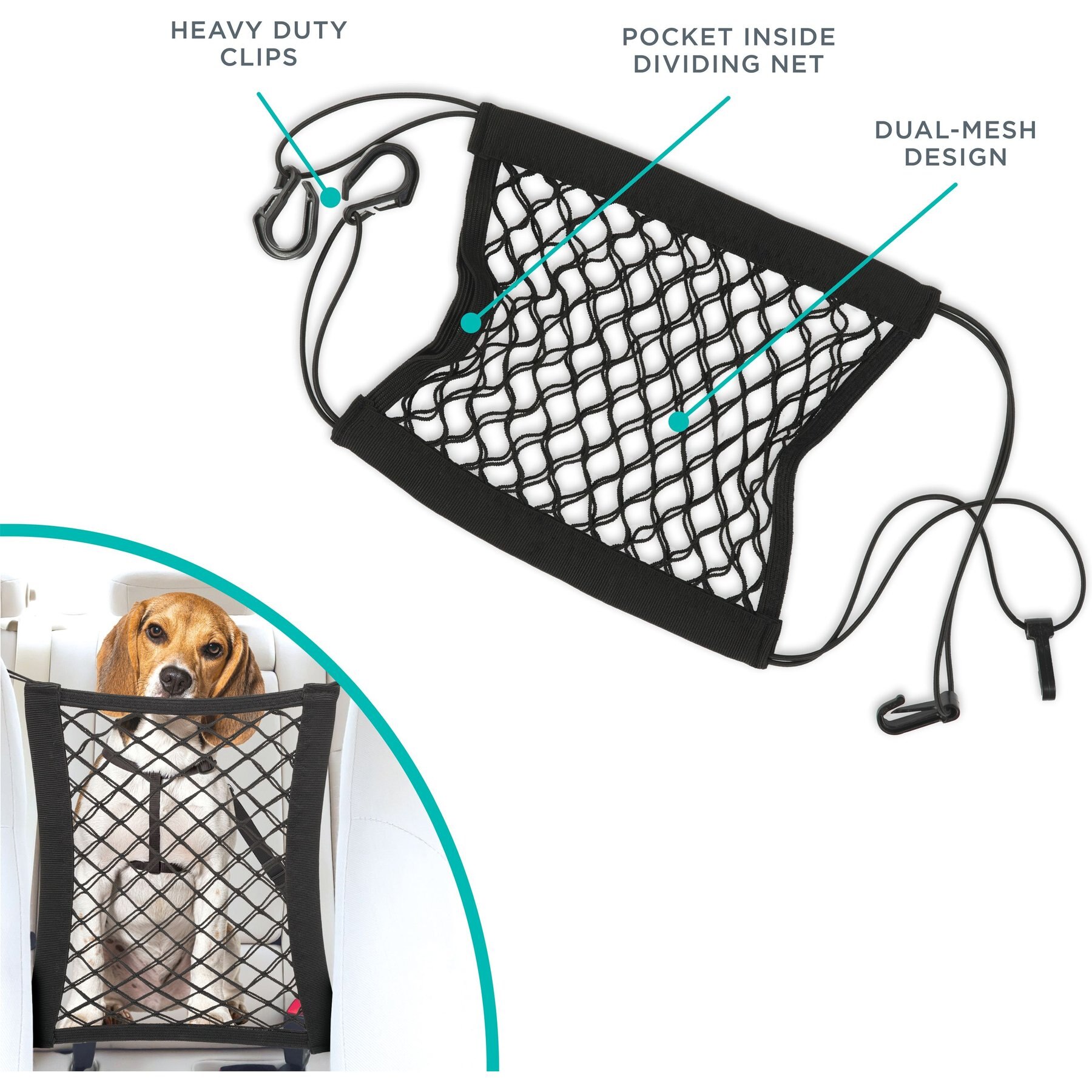 Pounce + Fetch Adjustable Nylon Seatbelt Dog Leash, Black