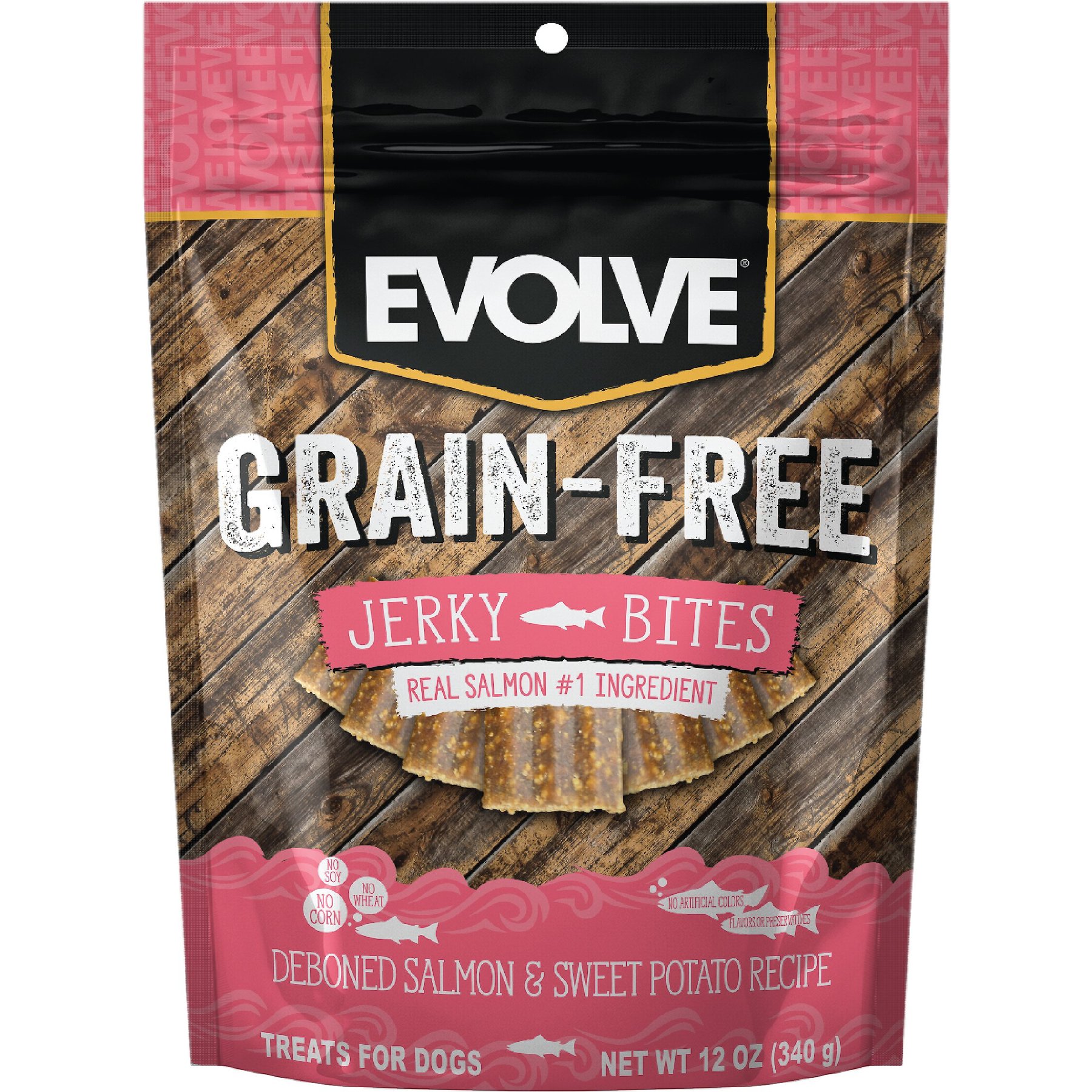 Evolve Salmon & Sweet Potato Recipe Jerky Bites Grain-Free Dog Treats